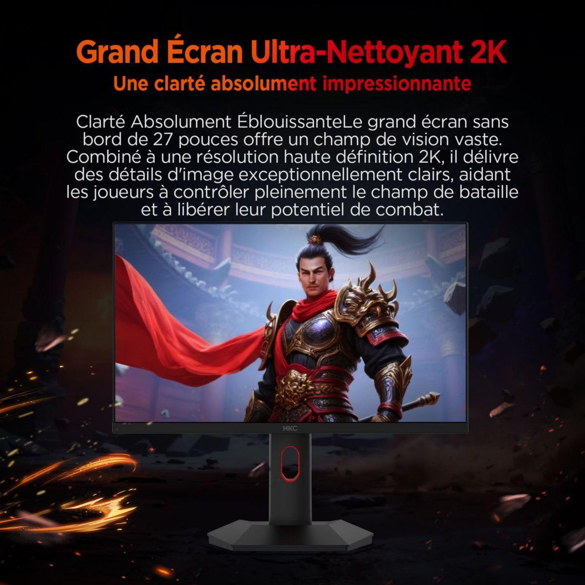 Voir la diapositive 2 : HKC Ecran pc gamer 27  qhd 200 hz fast ips hdr400 pied ergonomique - g27h2p