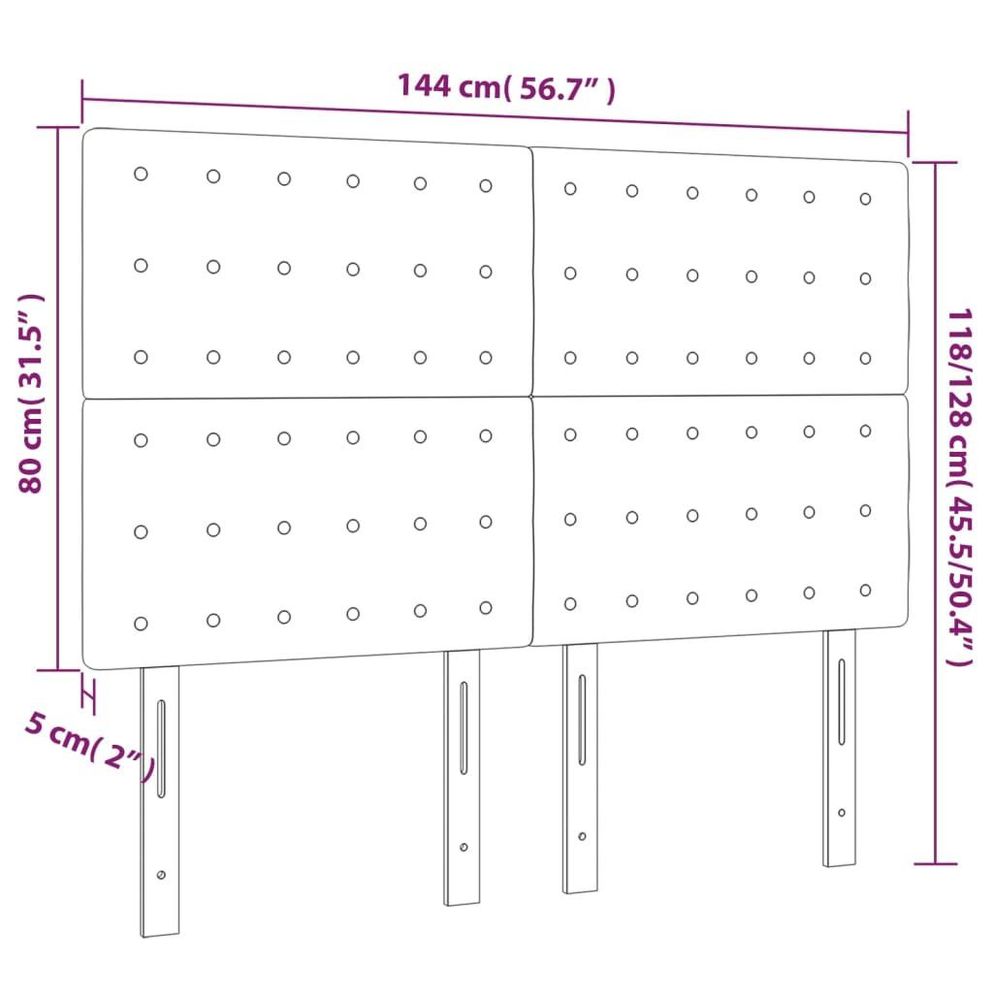 Voir la diapositive 6 : VIDAXL Tete de lit a LED Gris clair 144x5x118/128 cm Velours