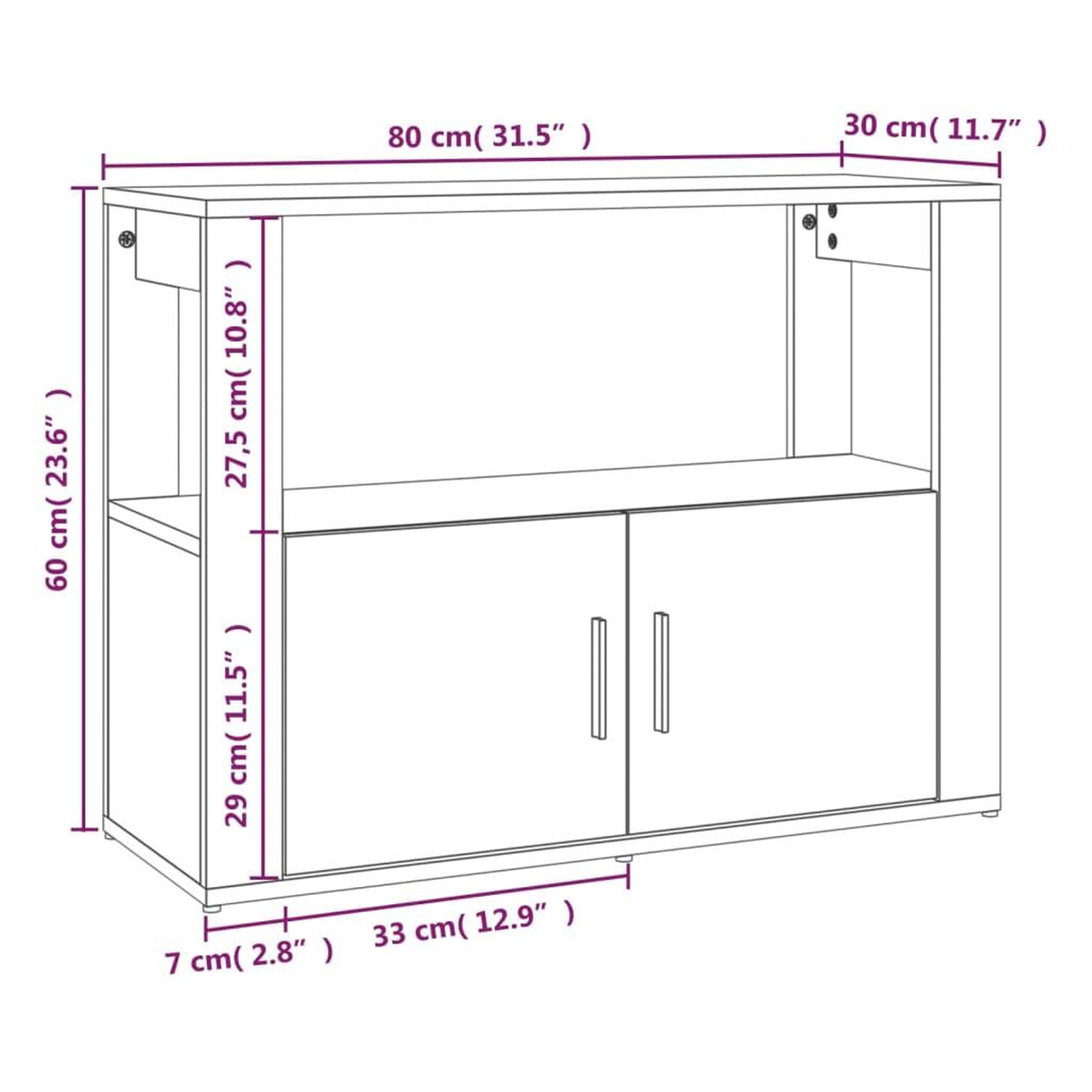 Voir la diapositive 6 : VIDAXL Buffet Gris beton 80x30x60 cm Bois d'ingenierie