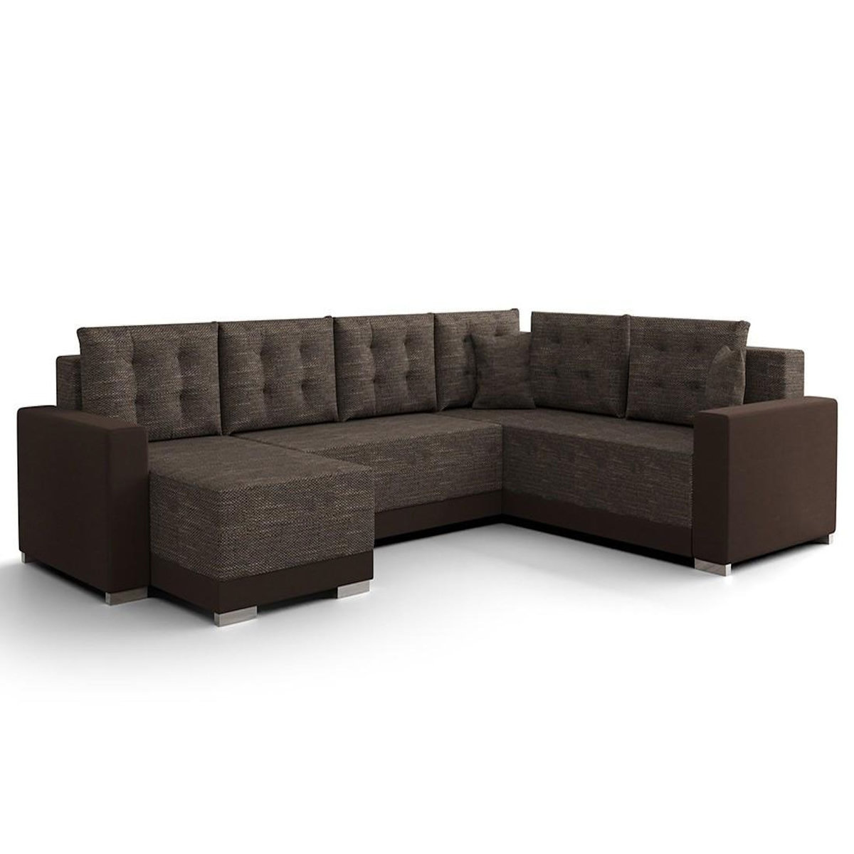 BEST MOBILIER Roger - canapé panoramique d'angle réversible 7 places convertible avec coffre en tissu