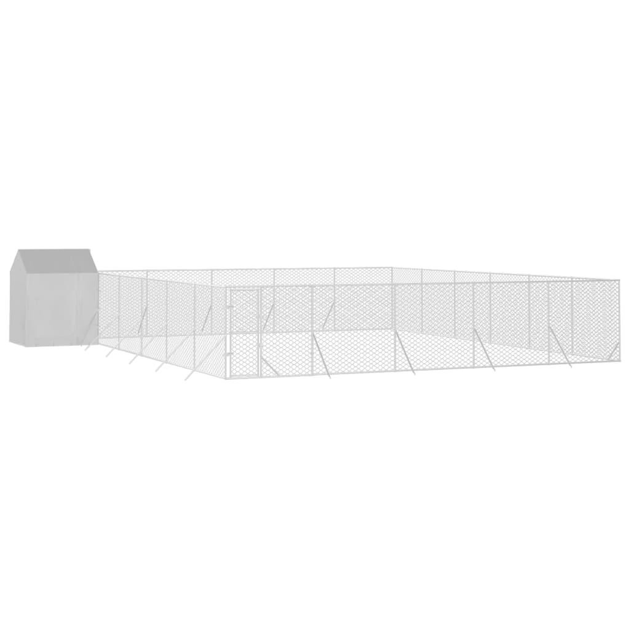 Voir la diapositive 3 : VIDAXL Chenil d'exterieur pour chiens avec toit argente 12x12x2,5 m