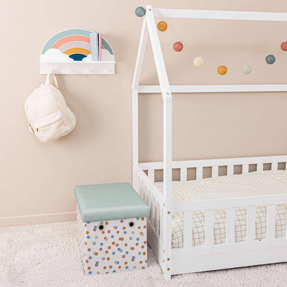 ATMOSPHERA Étagère patère 4 crochets en bois ARC-EN-CIEL - Multicolore