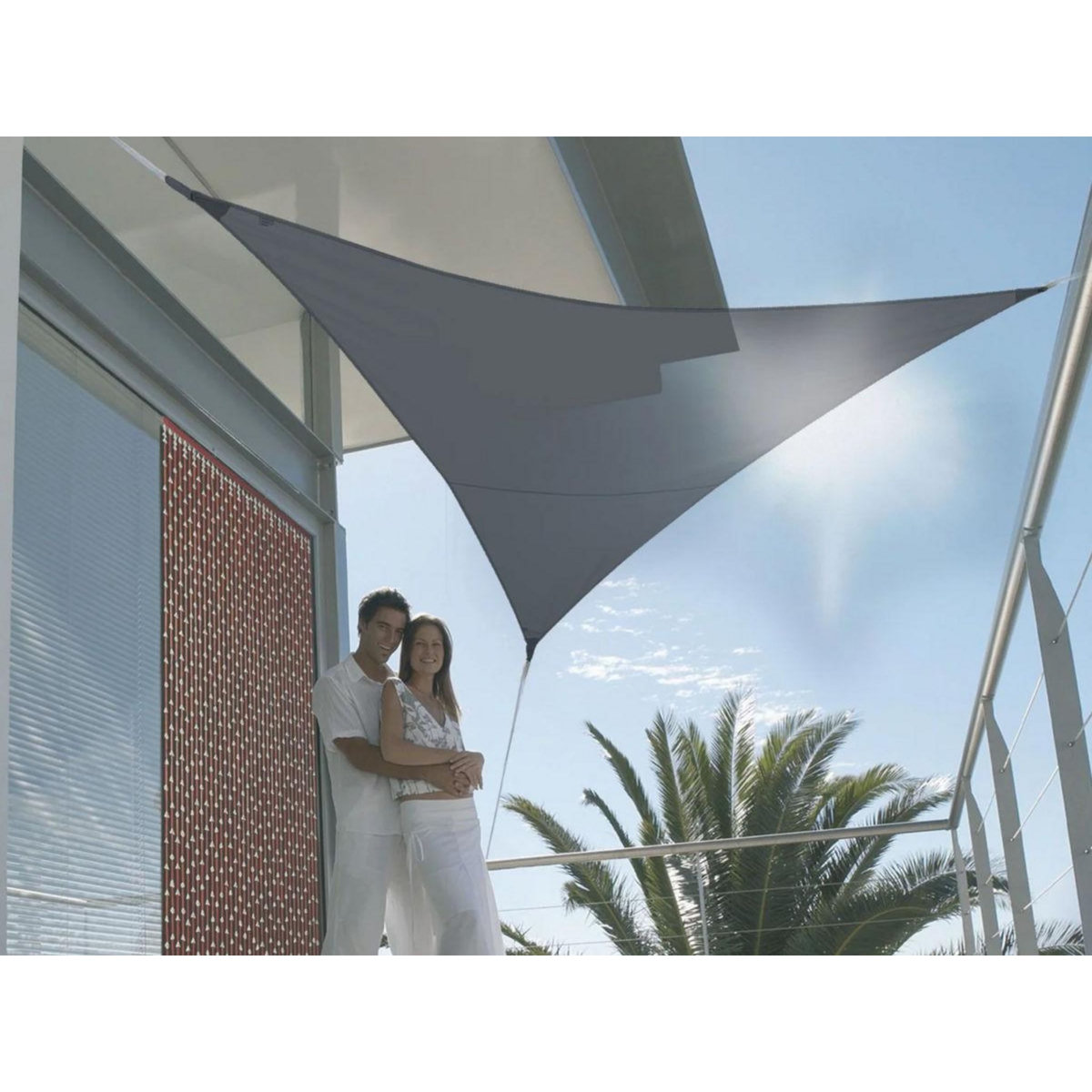 Jardiline Voile d'ombrage triangulaire SERENITY 5 x 5 x 5 m - Ardoise - Jardiline