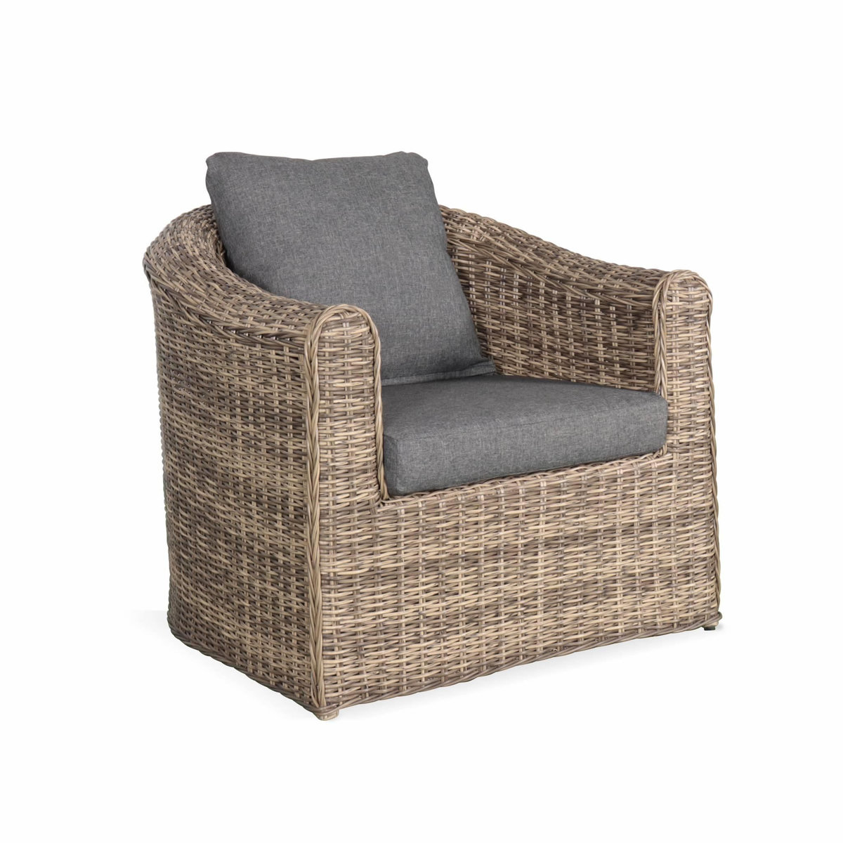 SWEEEK Salon de jardin en résine tressée arrondie 4 places - Valentino - Coussins