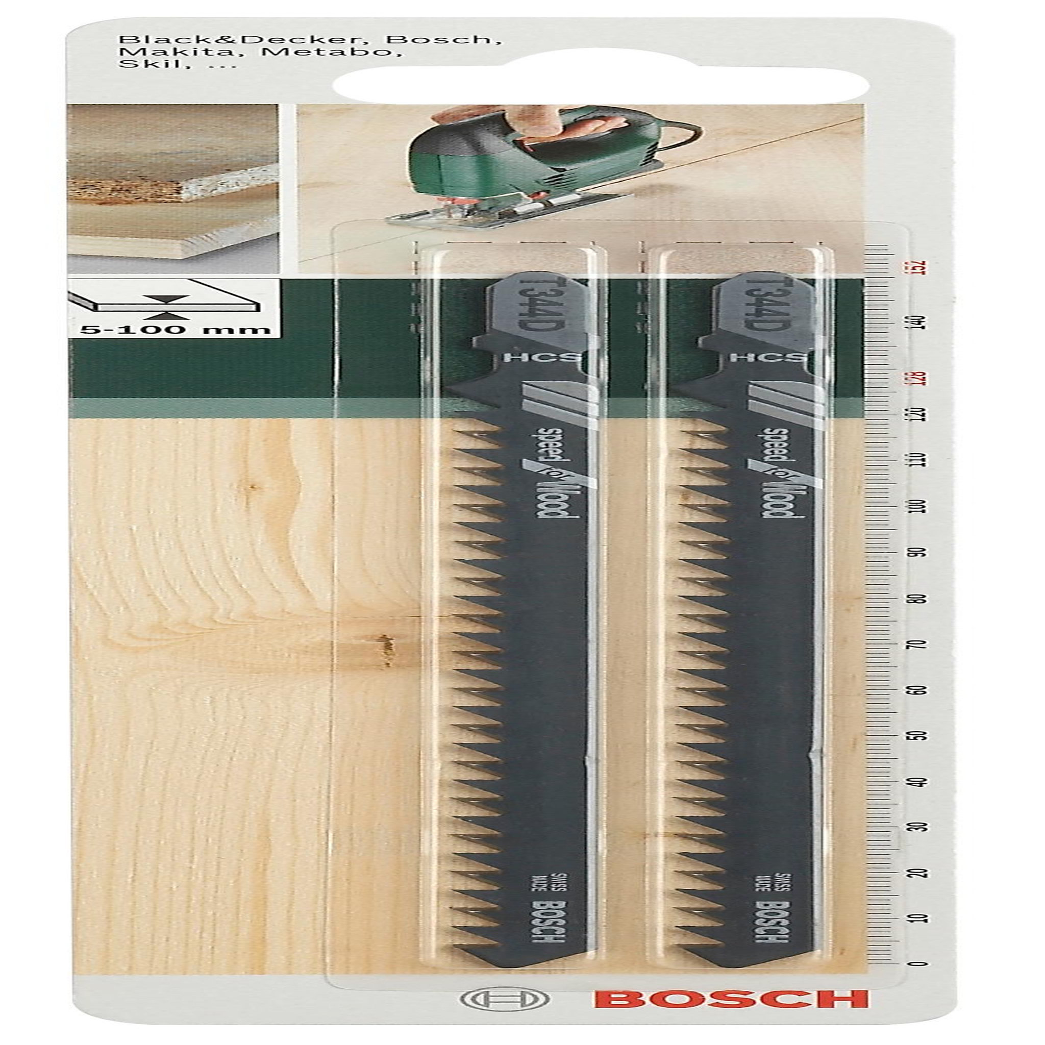 BOSCH Lot de 2 lames coupe rapide et grossière BOSCH T344d pour scie sauteuse