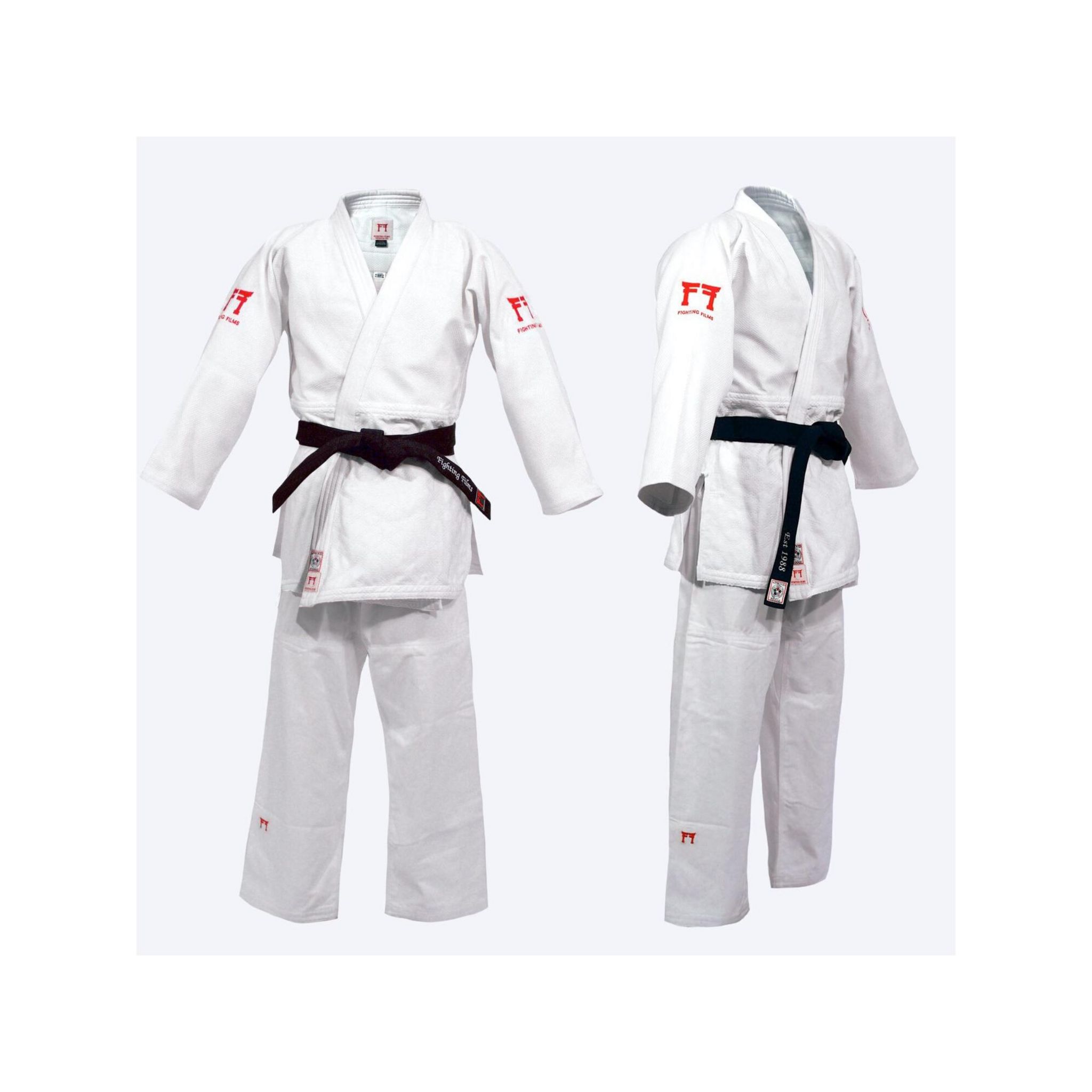 Kimono De Judo Enfant Fighting Films - Toile 185gr, Léger, Taille 130cm, Ceinture Blanche Incluse (65% Coton, 35% Polyester)