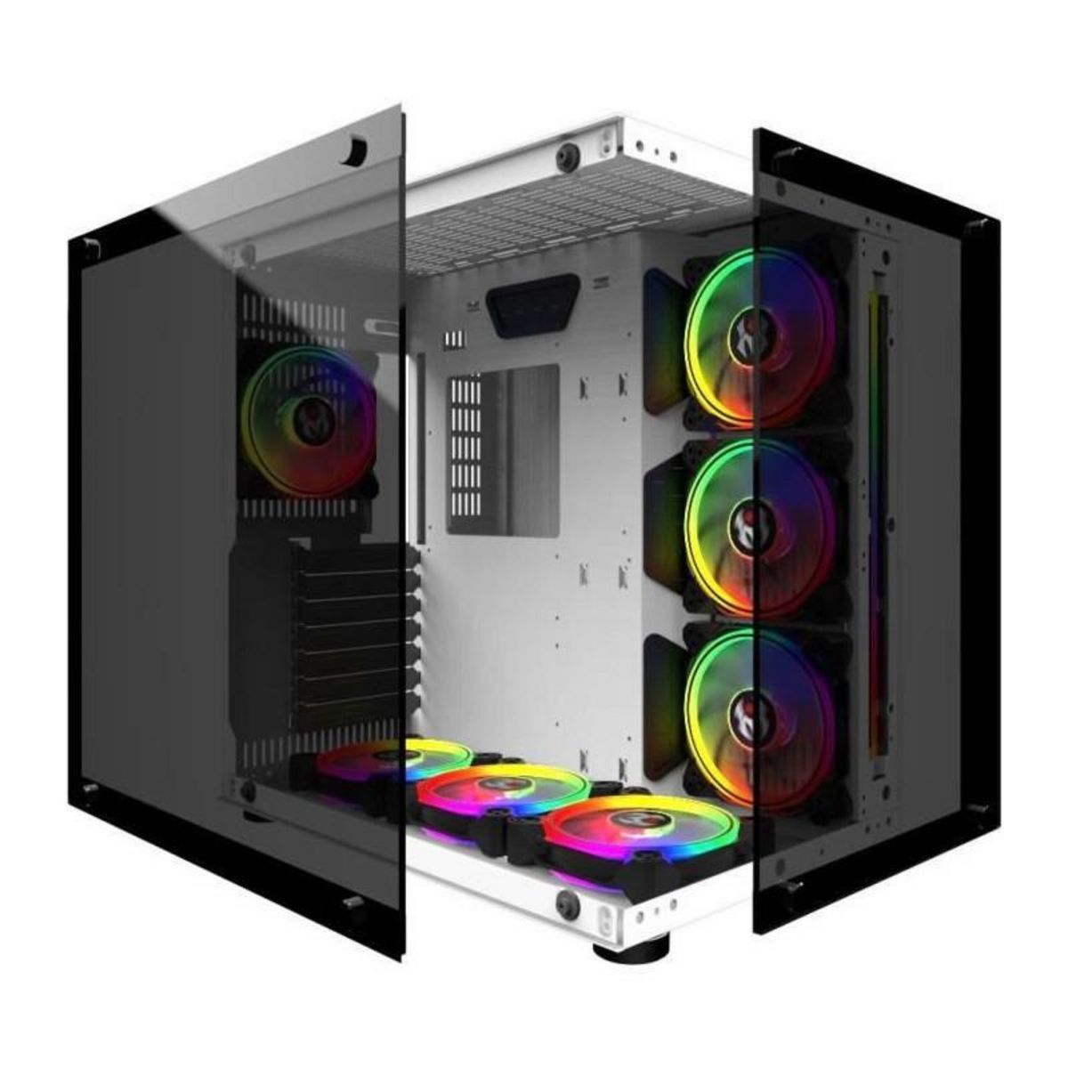 MRED MRED - Boîtier PC Gamer ATX - Blanc RGB Crystal Sea