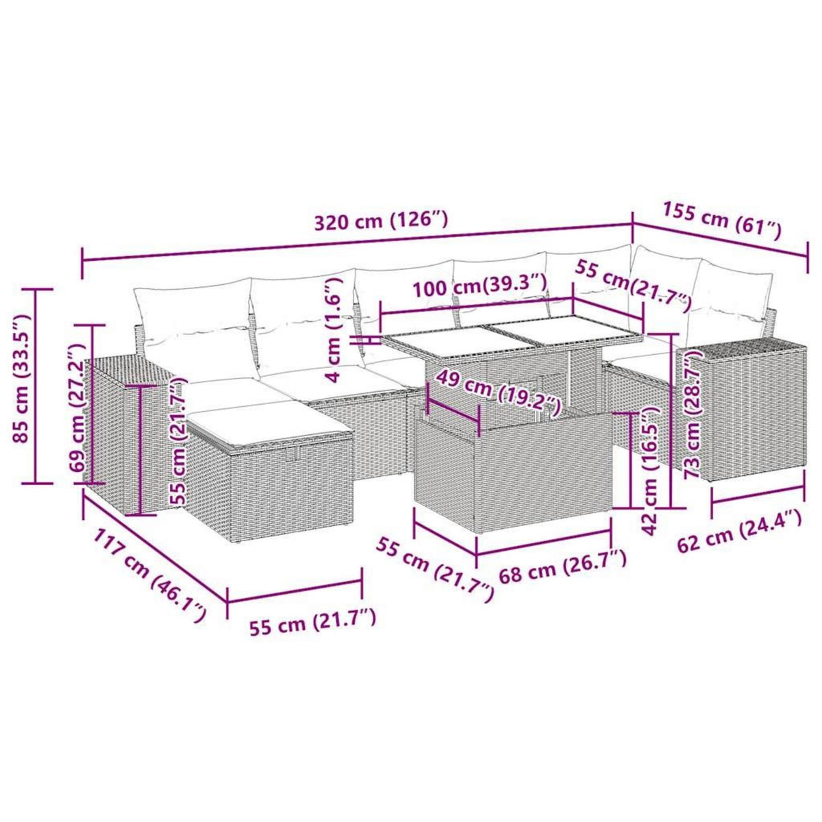 VIDAXL Salon de jardin 5 pcs avec coussins noir resine tressee