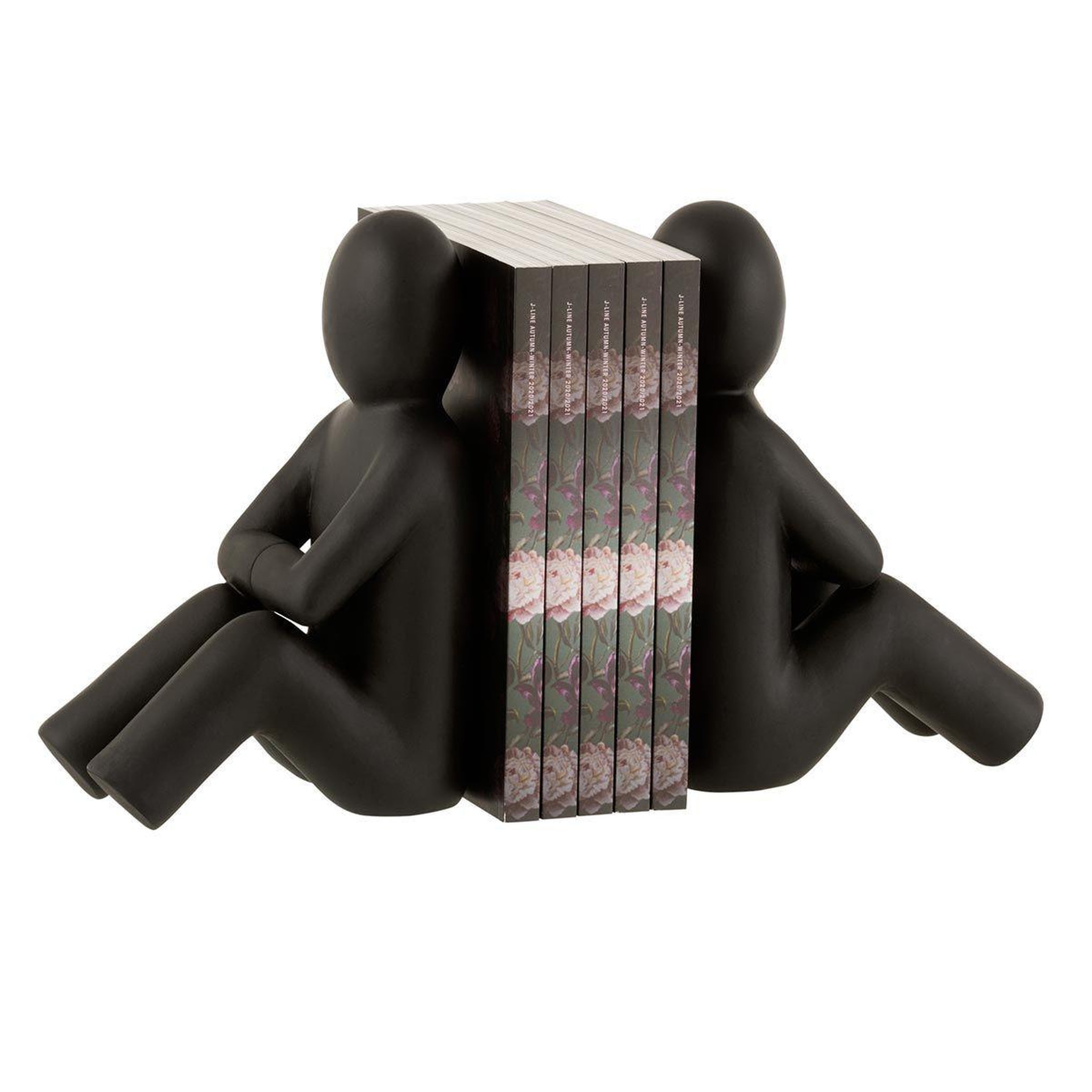 Voir la diapositive 2 : J-LINE Lot de 2 serre-livres déco  p'tit maurice  32cm noir