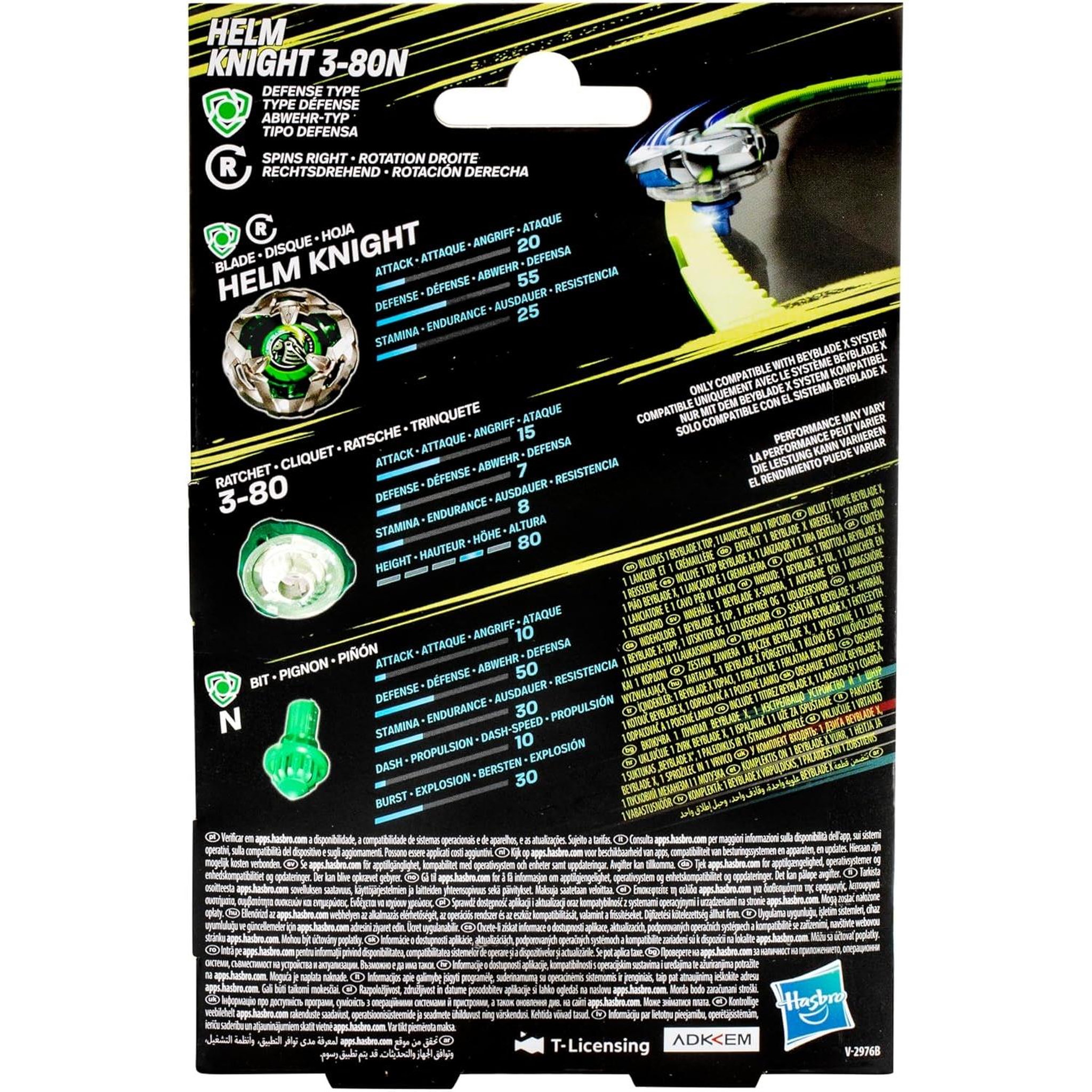Voir la diapositive 5 : HASBRO Toupie de combat Hasbro Helm Knight 3-80N verte