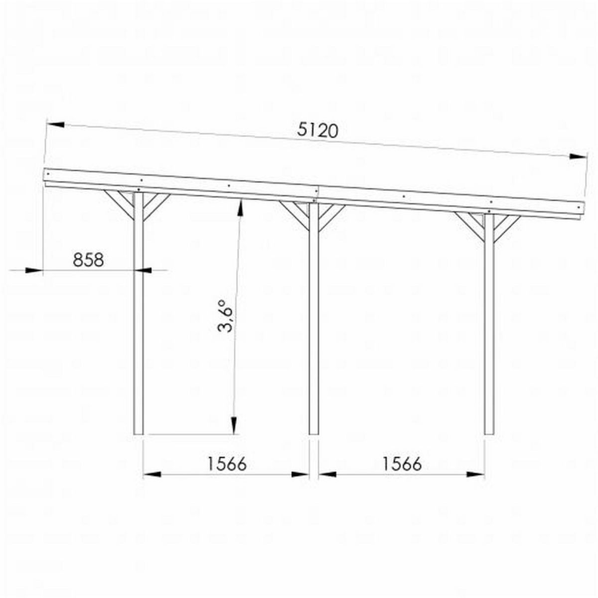 Forest Style Carport toit plat - Bois traité autoclave - 15,6 m² - JEAN