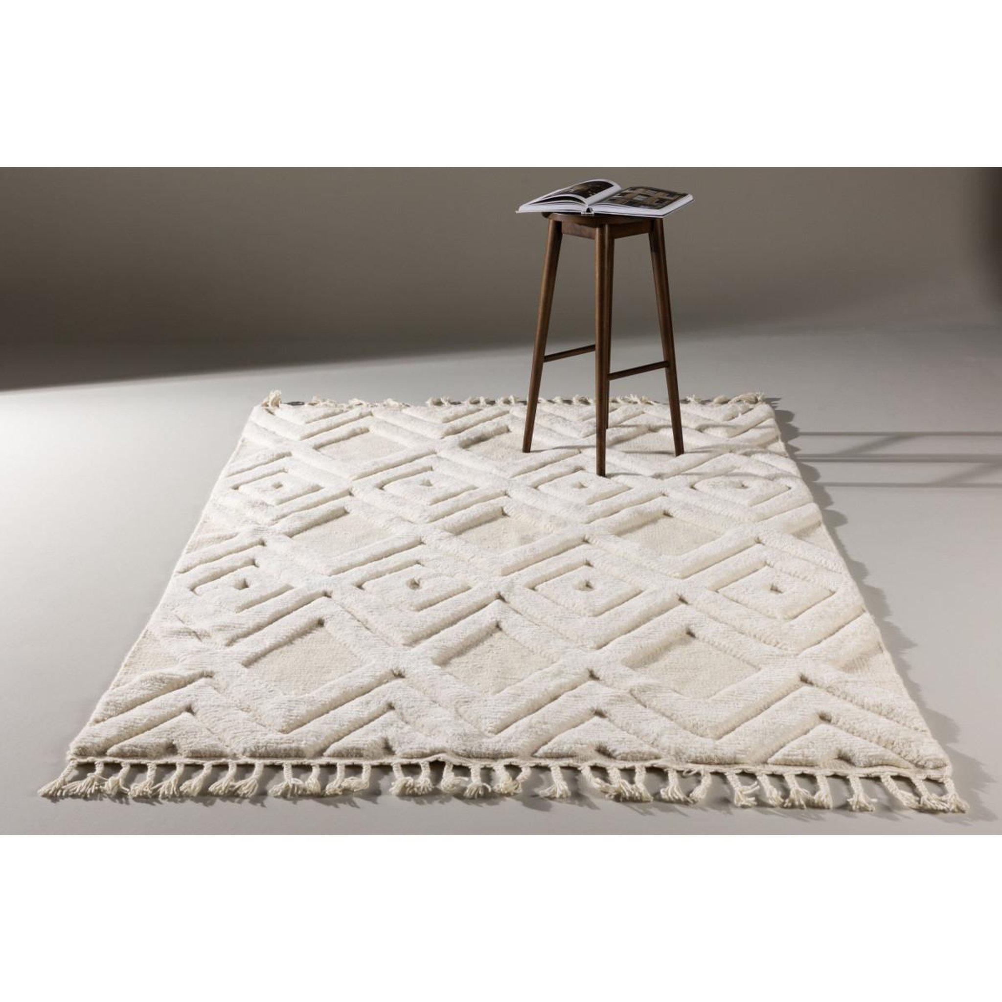 Voir la diapositive 6 : Paris Prix Tapis déco en laine  dahlia  300x400cm blanc
