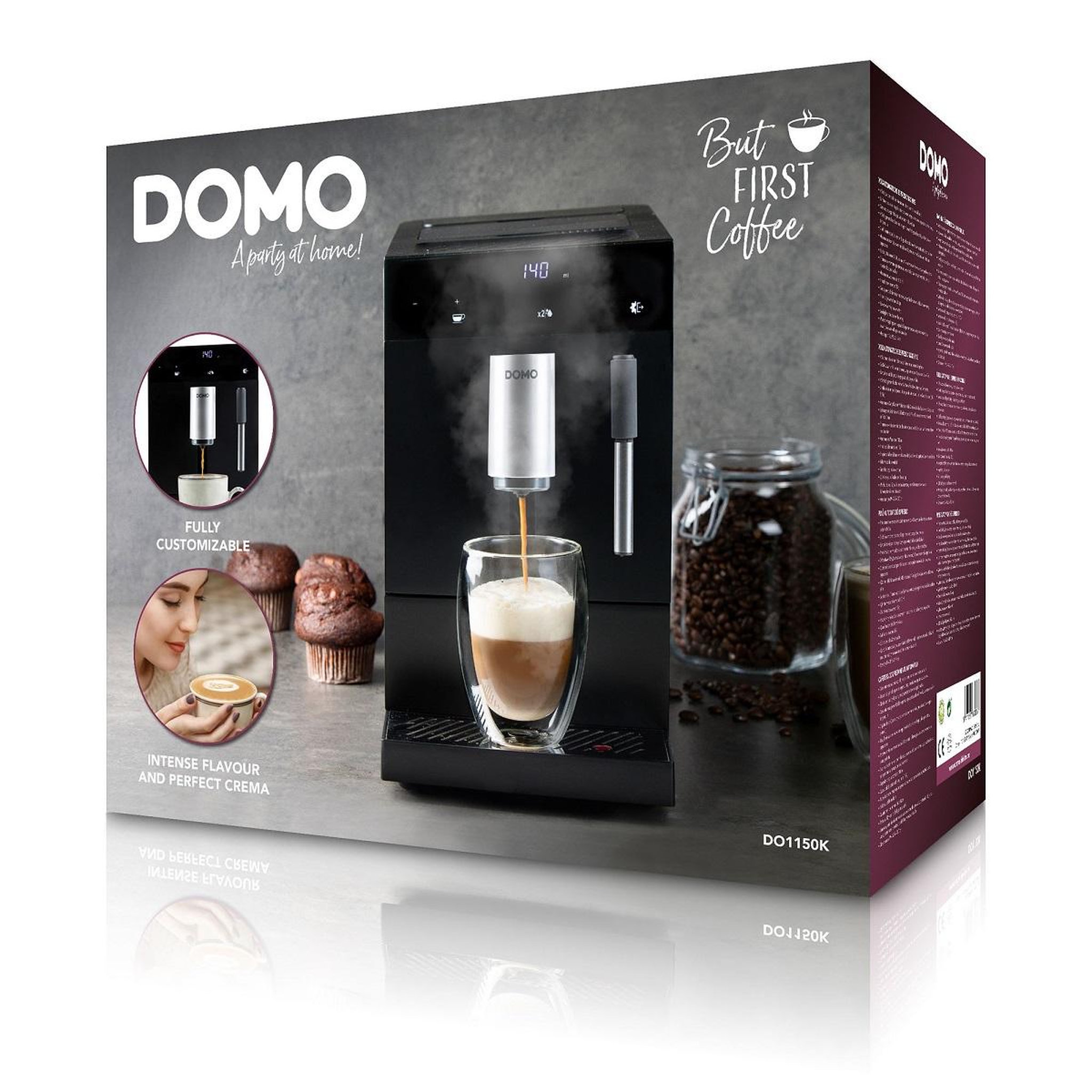 Voir la diapositive 3 : Domo Robot café 19 bars noir - do1150k