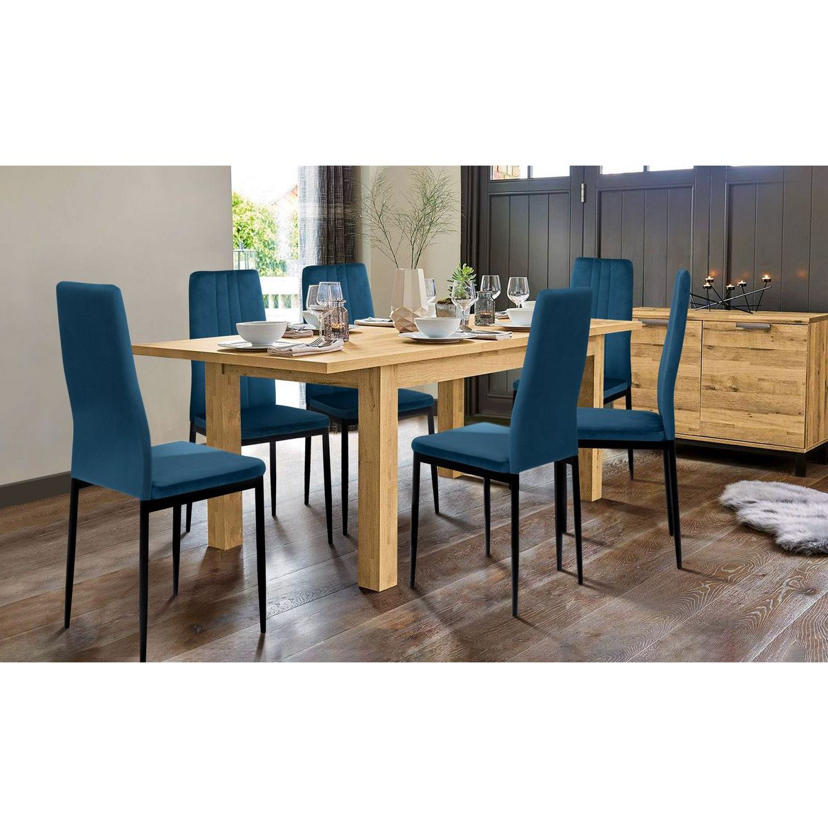 Lot de 6 chaises en velours JUNE