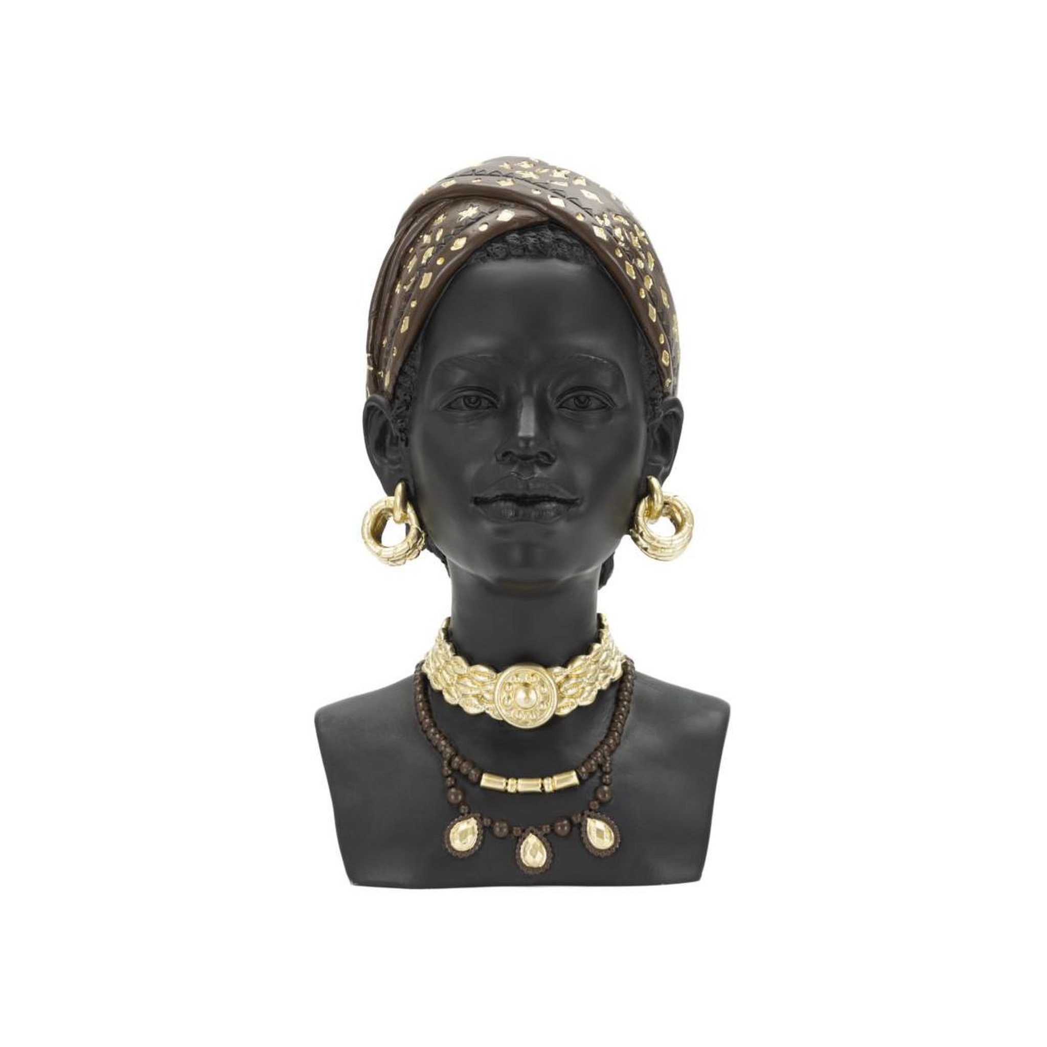 Paris Prix Statuette tête femme bandeau  massai  30cm noir