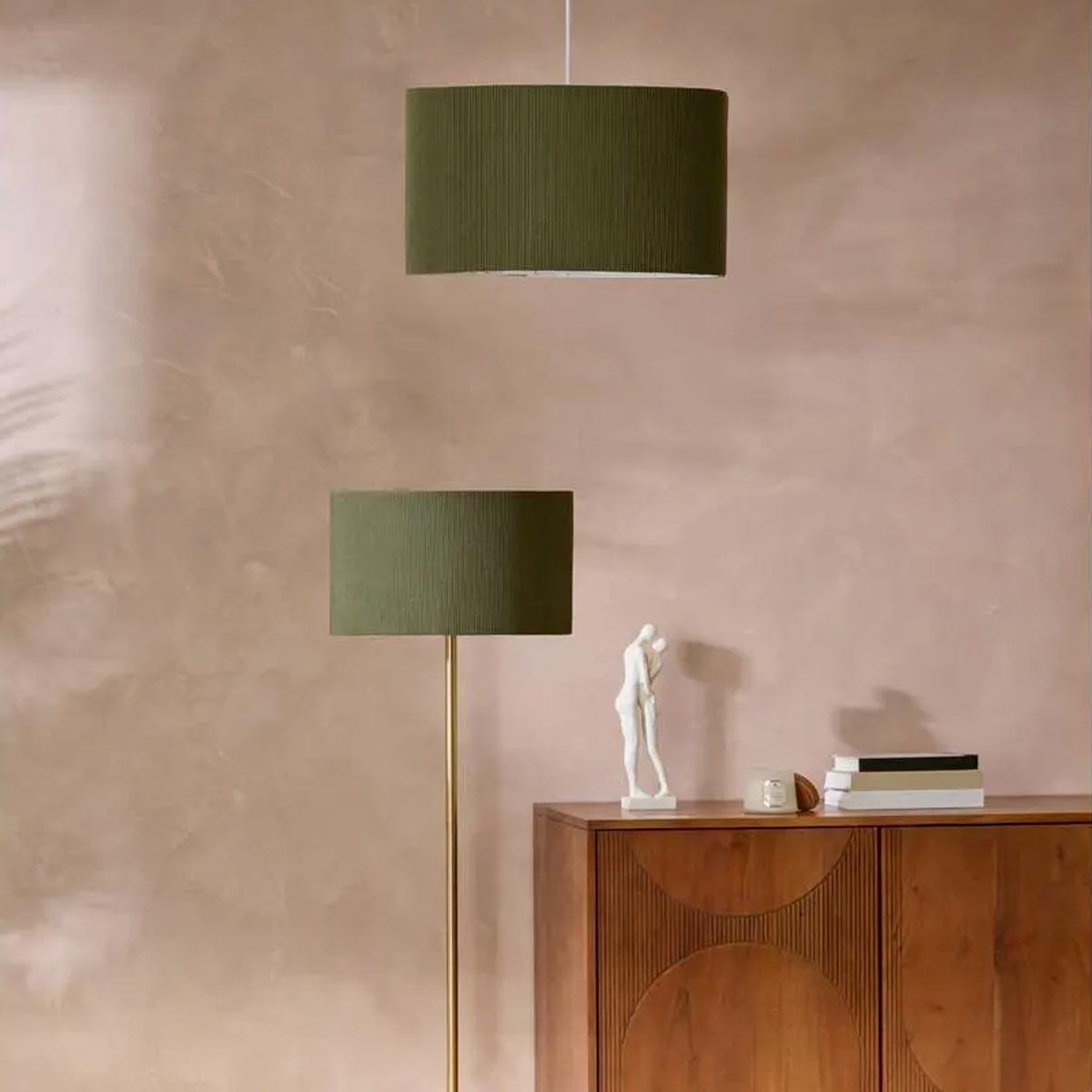 Voir la diapositive 5 : ATMOSPHERA Abat jour côtelé  beline  40cm kaki
