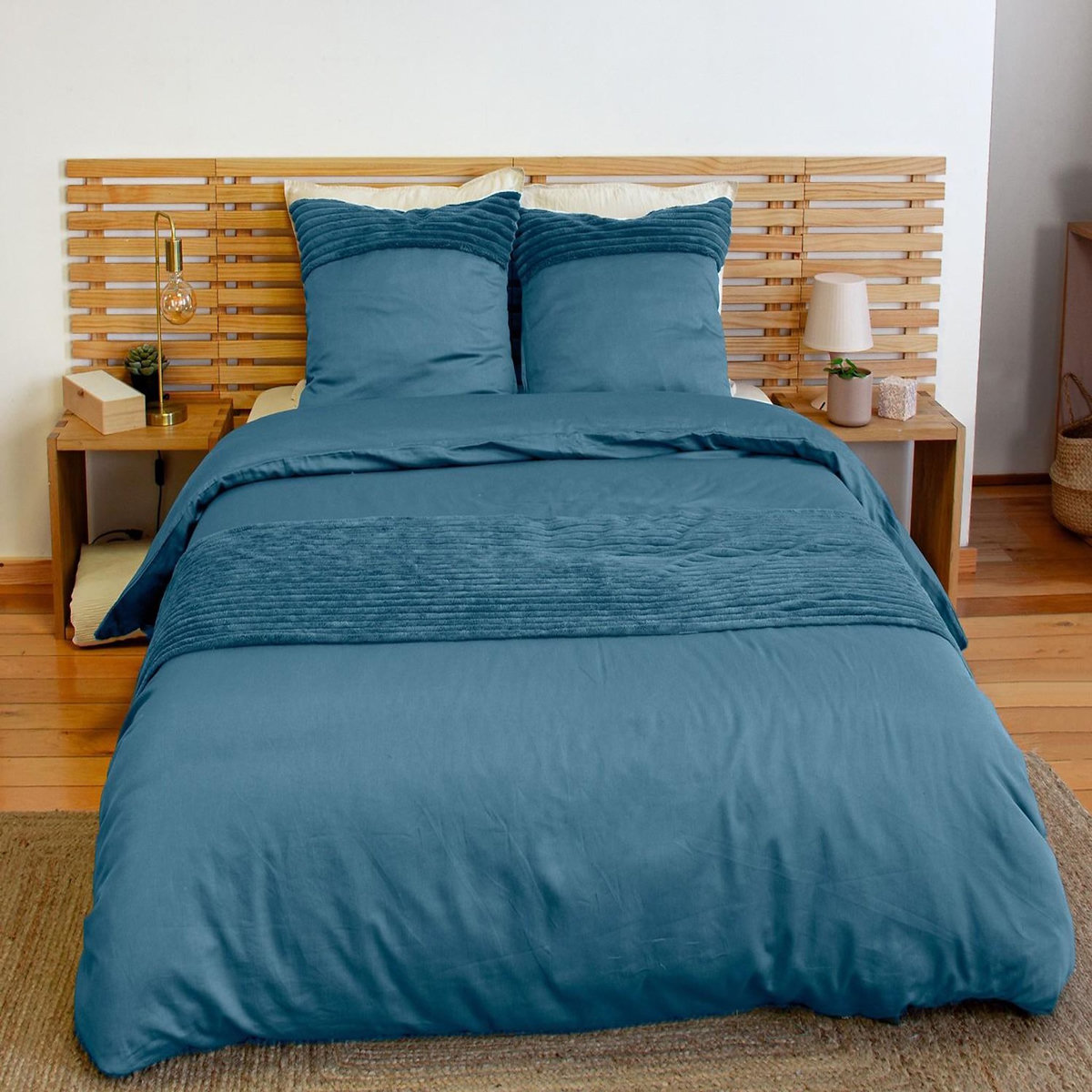 Home collection Parure housse de couette microfibre et velour