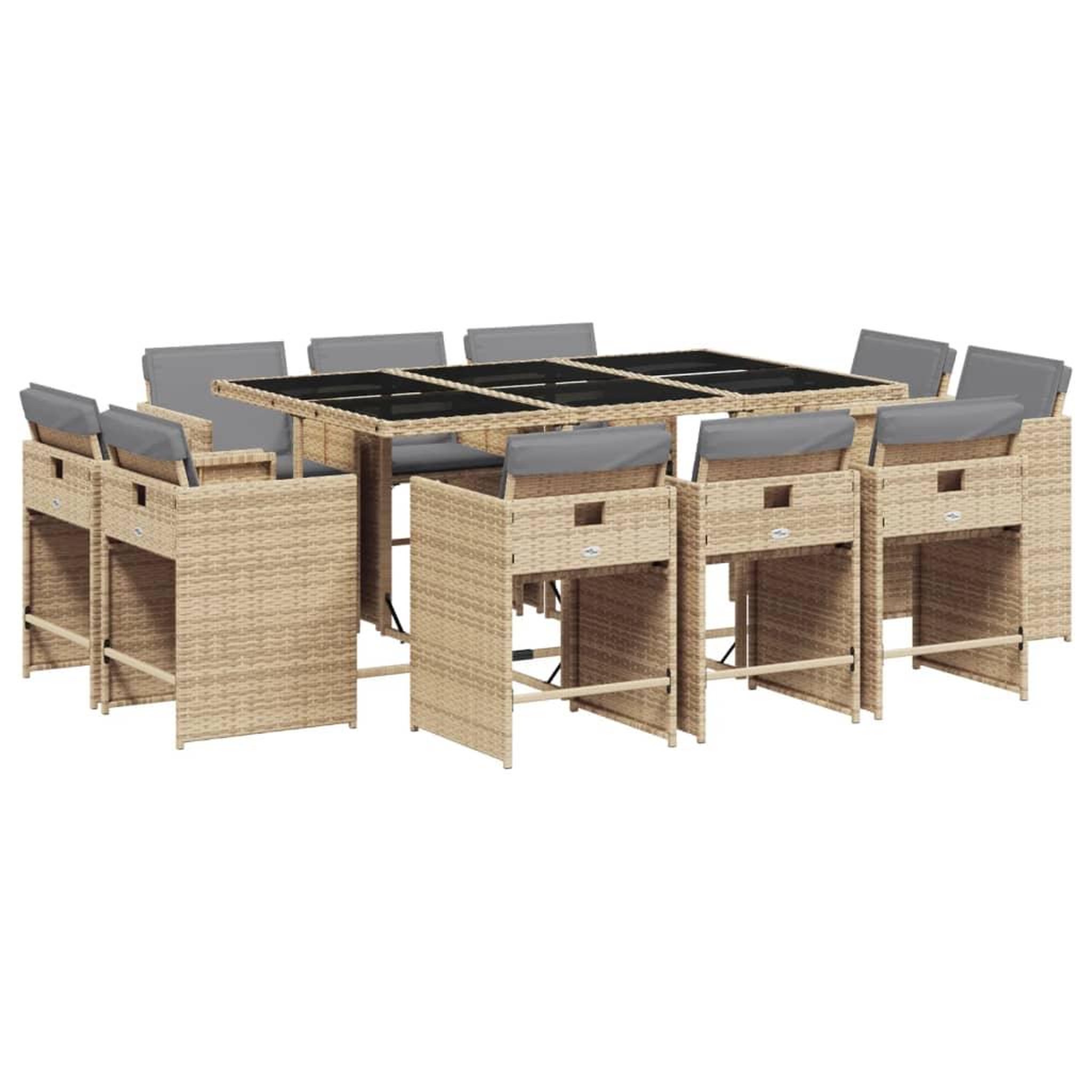 Voir la diapositive 2 : VIDAXL Ensemble a manger de jardin et coussins 11 pcs melange beige