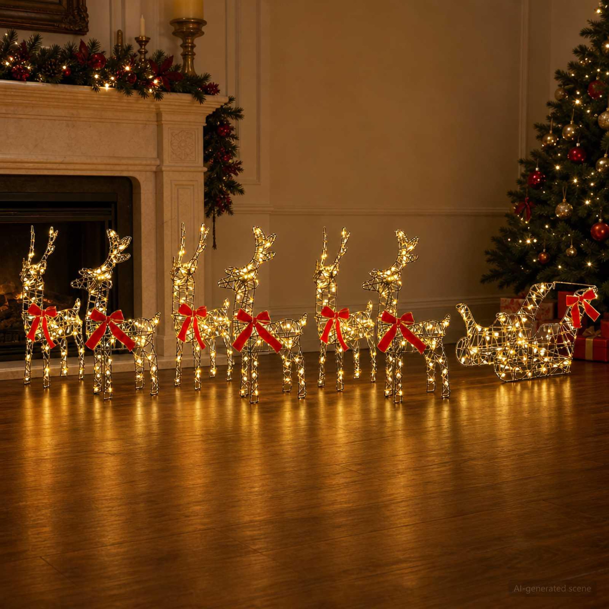 Voir la diapositive 2 : VIDAXL Renne de Noël avec traîneau 7 pc 760 LED Blanc chaud