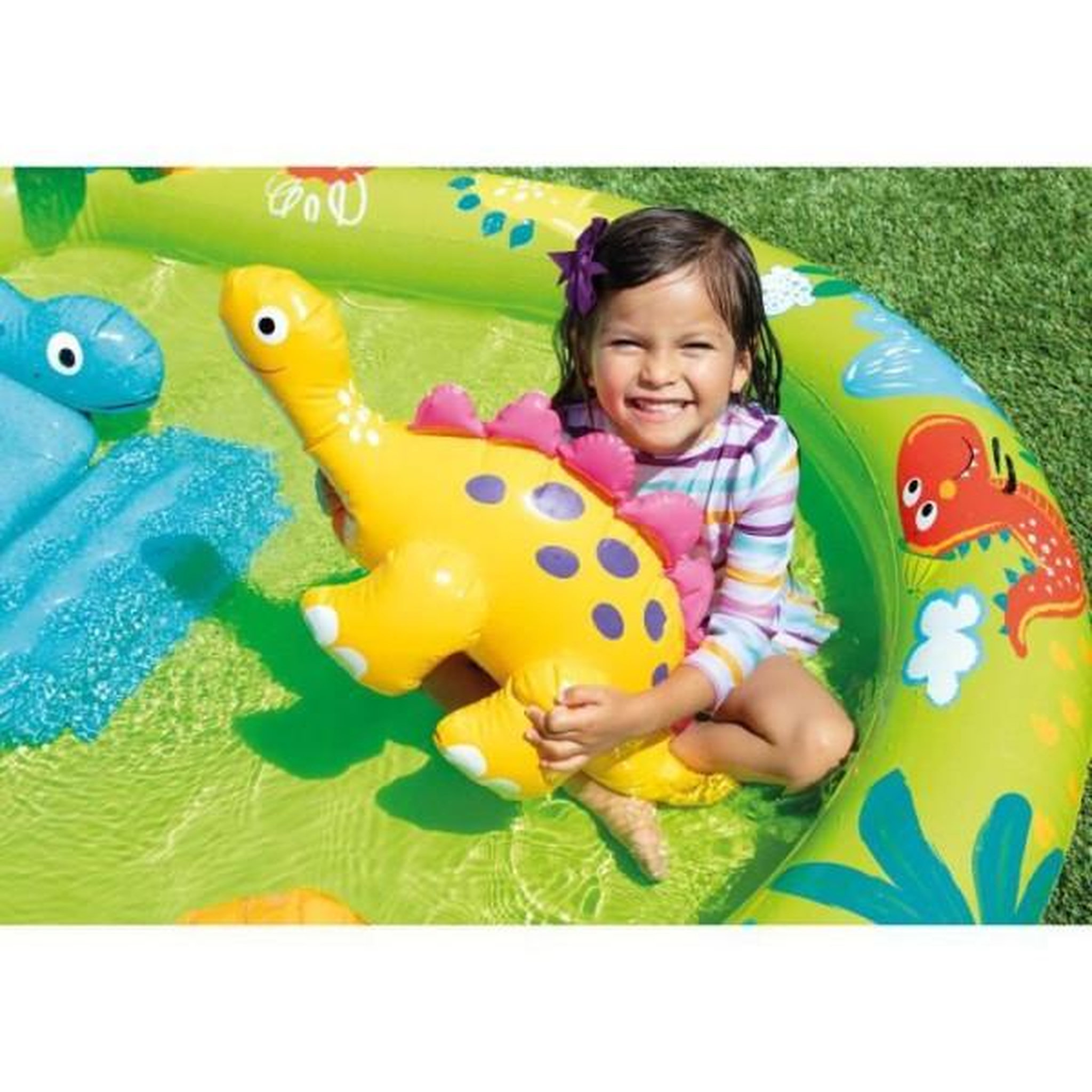 Voir la diapositive 5 : INTEX Aire de jeux gonflable - intex - petit dino - 143 litres - 2 ans+ - 191 x 152 x 58 cm - inclus : toboggan, fontaine, dino gonfla