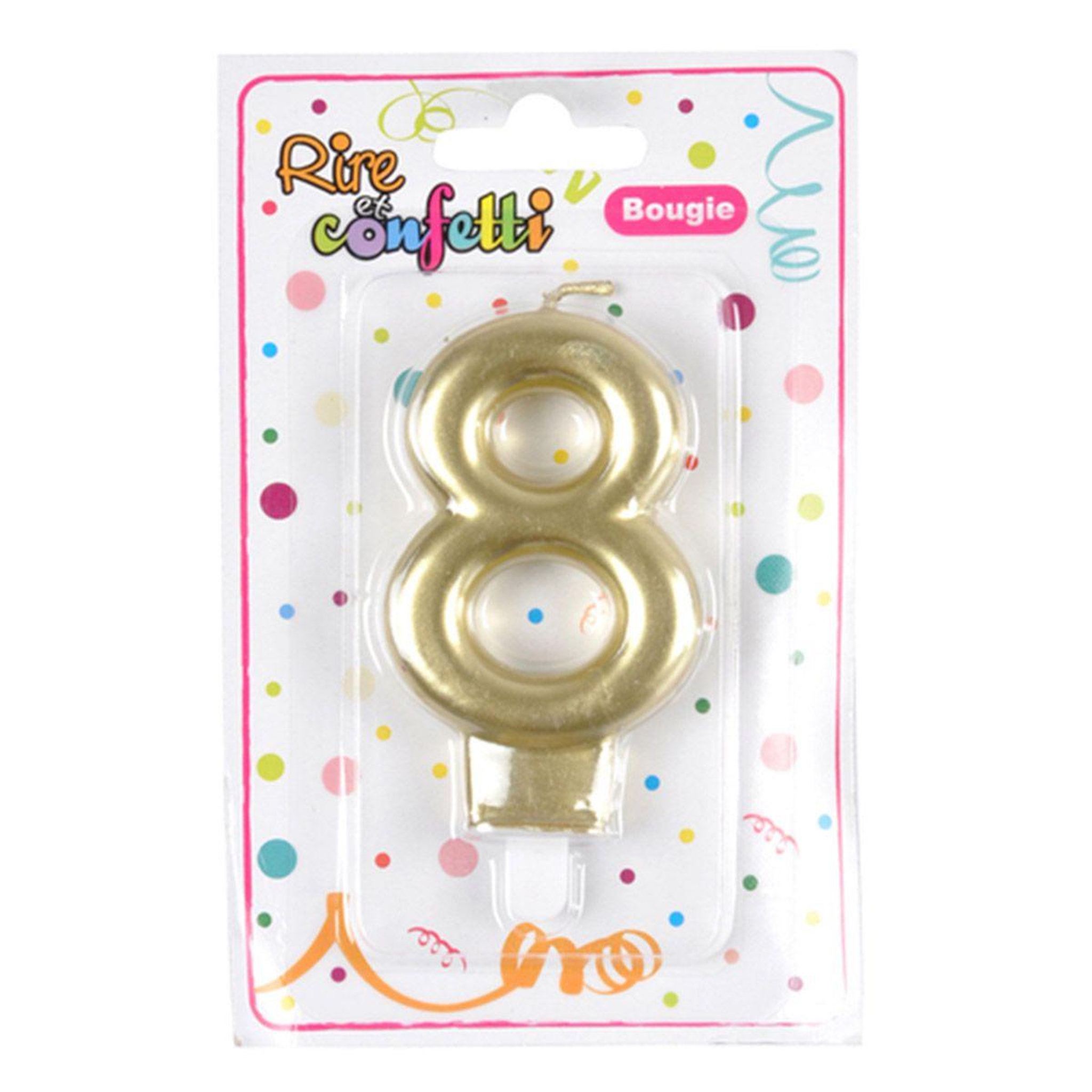 Voir la diapositive 2 : HOMEA Bougie d'Anniversaire  Chiffre 8  7cm Or