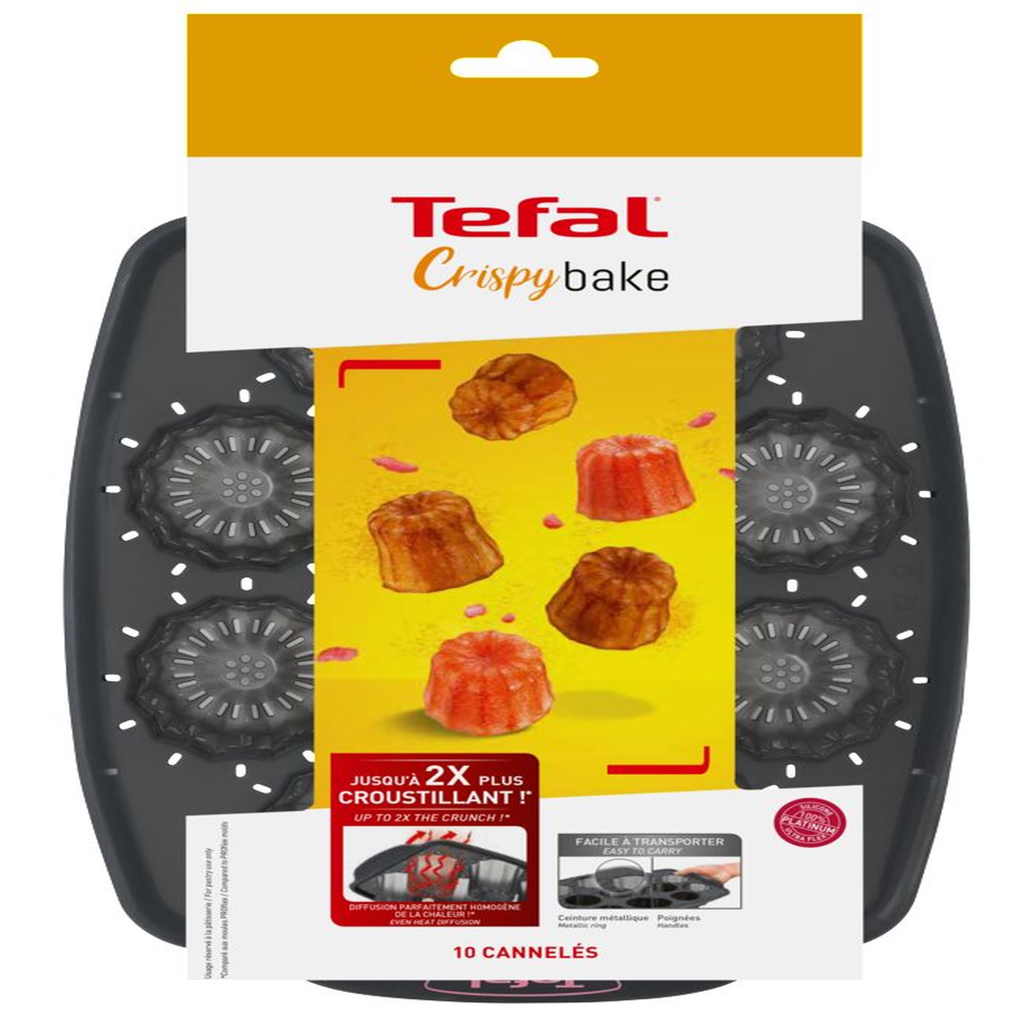 Voir la diapositive 3 : TEFAL Moule 10 cannelés CRISPY BAKE silicone