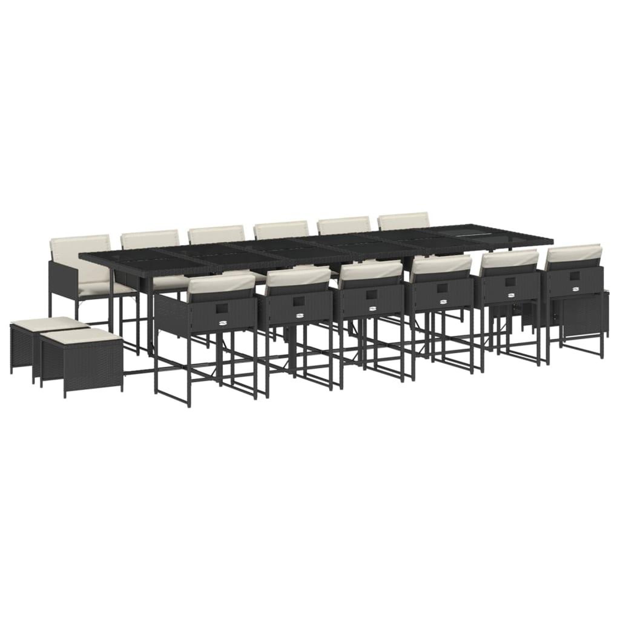 Voir la diapositive 2 : VIDAXL Ensemble a manger de jardin 17 pcs coussins noir resine tressee