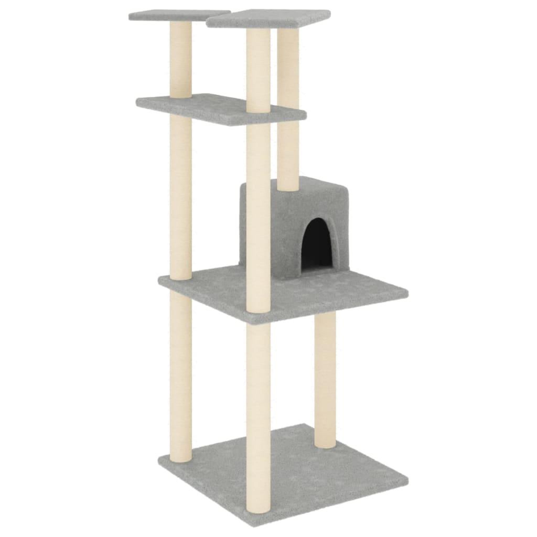 Voir la diapositive 2 : VIDAXL Arbre a chat avec griffoirs en sisal gris clair 123 cm