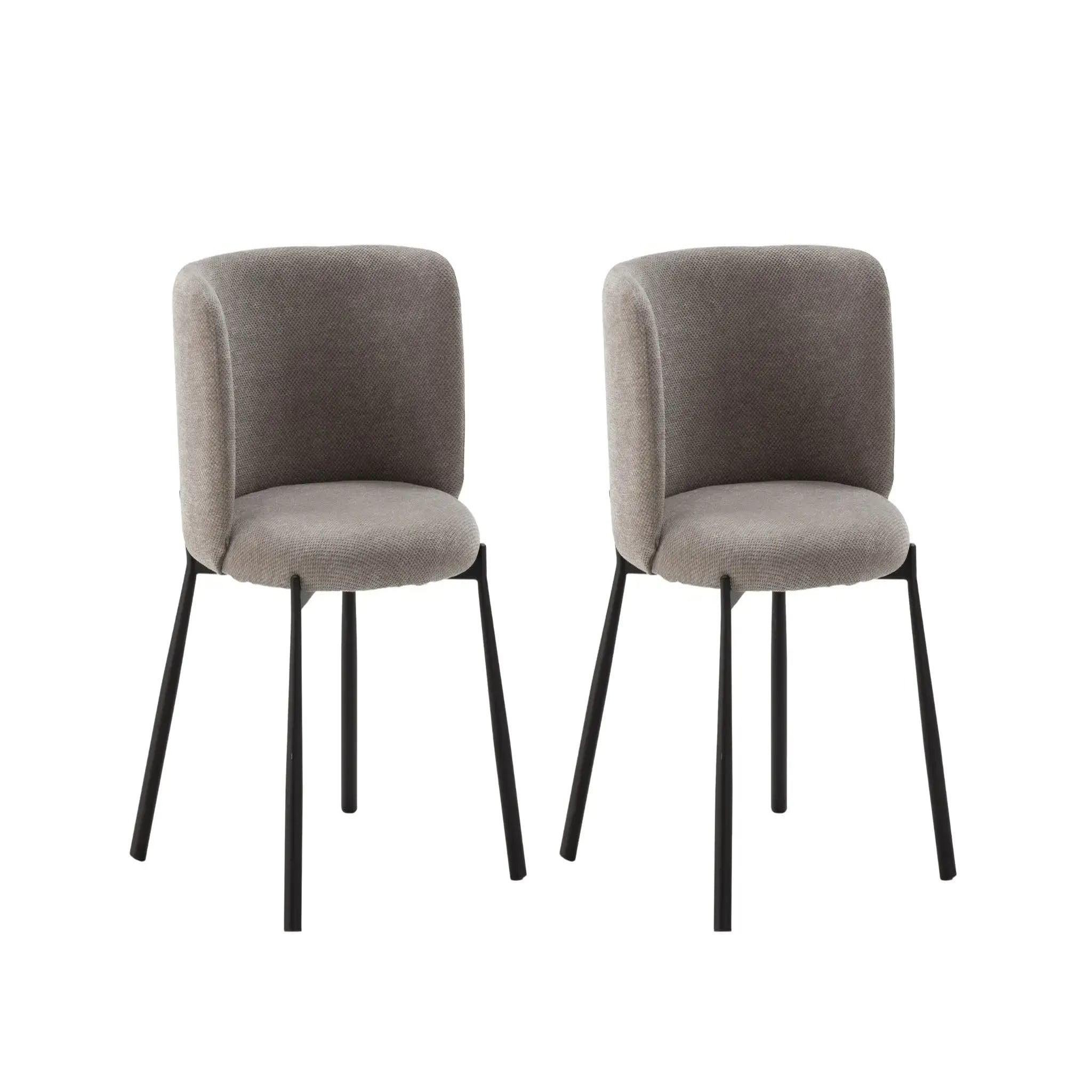 CASANOVA PARIS Ora - lot de 2 chaises pieds en métal noir. Coloris disponibles : Gris, Beige