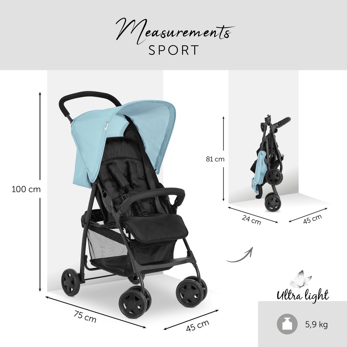 HAUCK Poussette Buggy Sport - Bleu