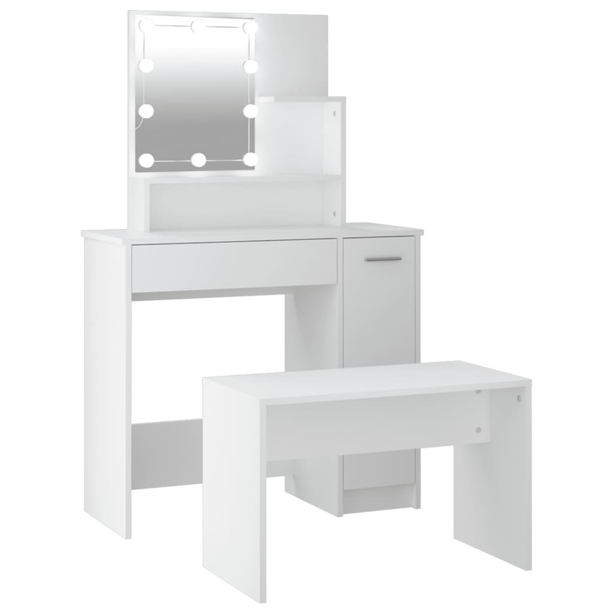 Voir la diapositive 2 : VIDAXL Ensemble de coiffeuse avec LED Blanc Bois d'ingenierie