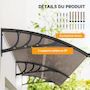 Voir la diapositive 4 : OUTSUNNY Auvent marquise de porte design voûté arrondi dim. 195L x 80l x 23H cm polycarbonate plastique