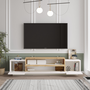 Voir la diapositive 2 : CONCEPT USINE Meuble TV design blanc et bois 160 cm MELO