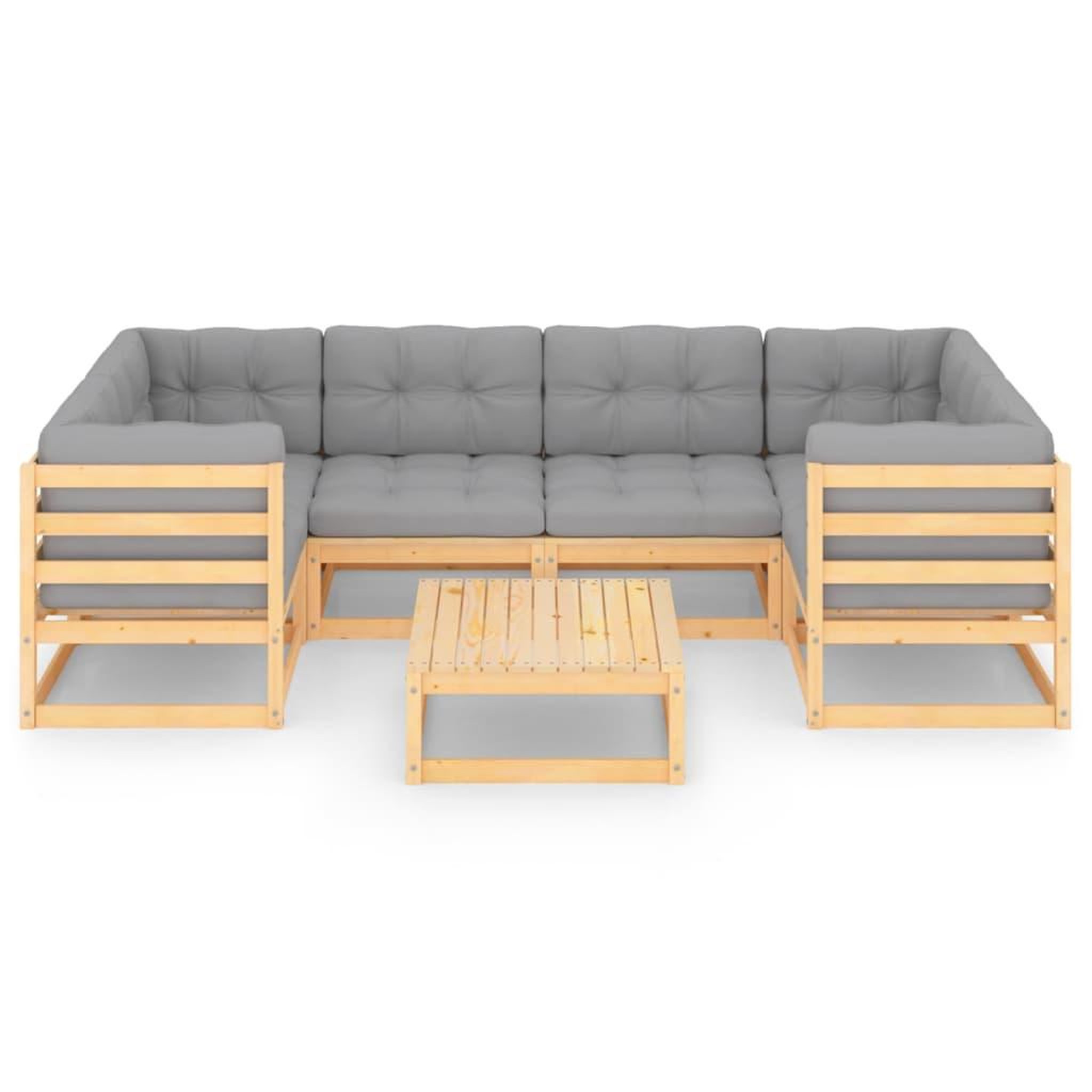 Voir la diapositive 3 : VIDAXL Salon de jardin 7 pcs avec coussins Bois de pin massif