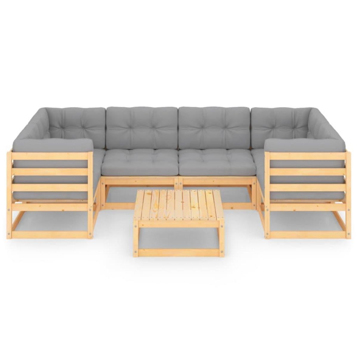 VIDAXL Salon de jardin 7 pcs avec coussins Bois de pin massif