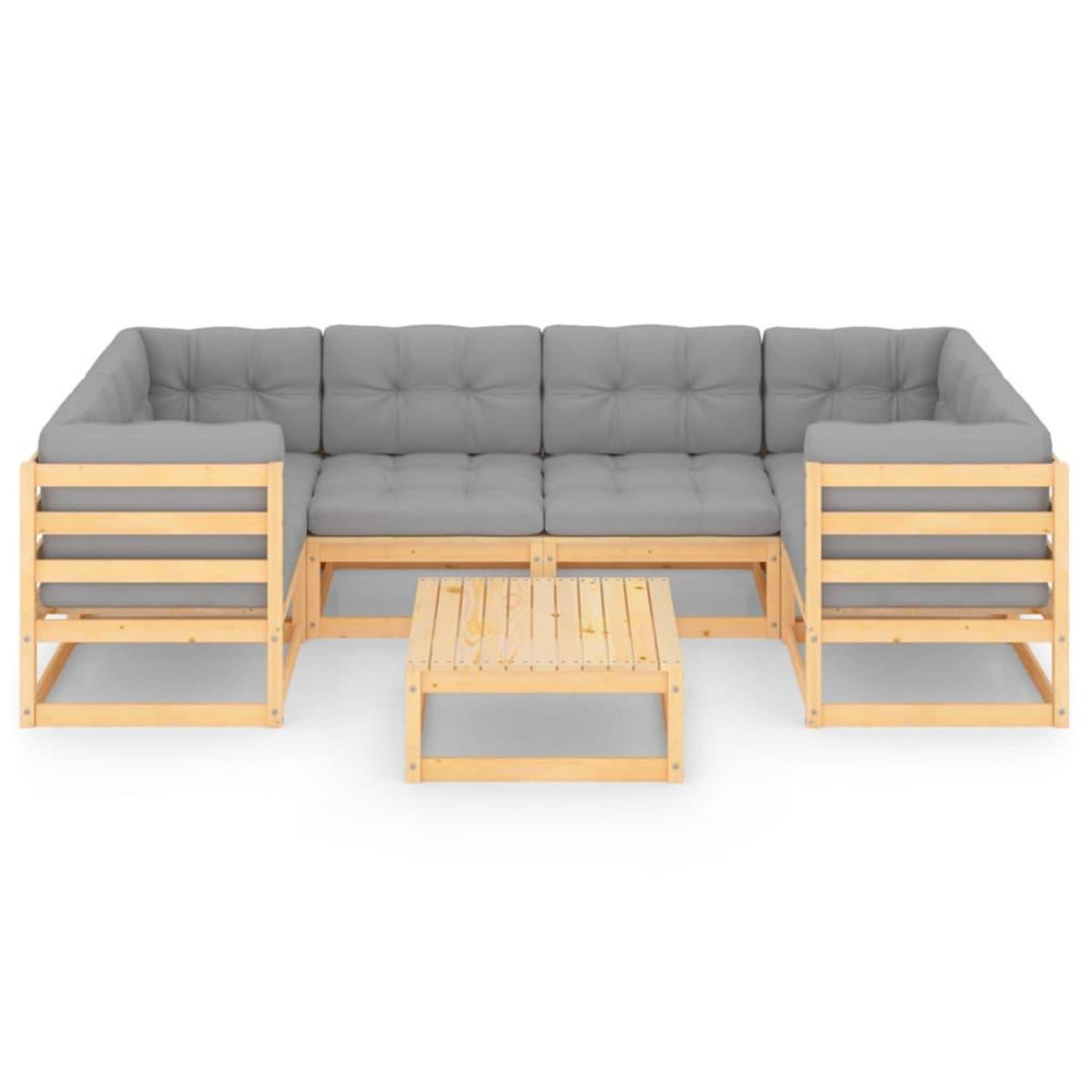 VIDAXL Salon de jardin 7 pcs avec coussins Bois de pin massif