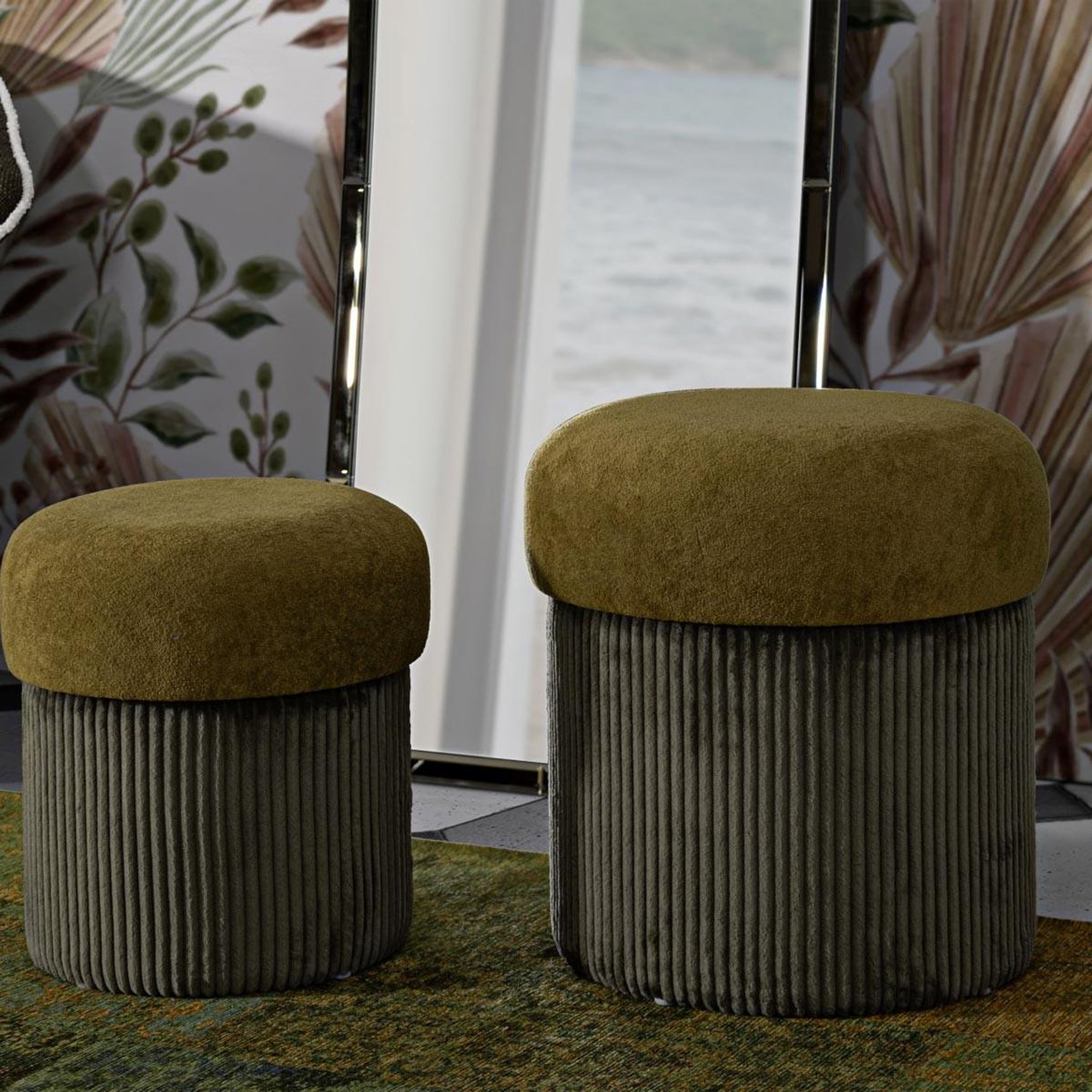 Voir la diapositive 5 : Paris Prix Lot de 2 poufs coffres  aspen  44cm vert