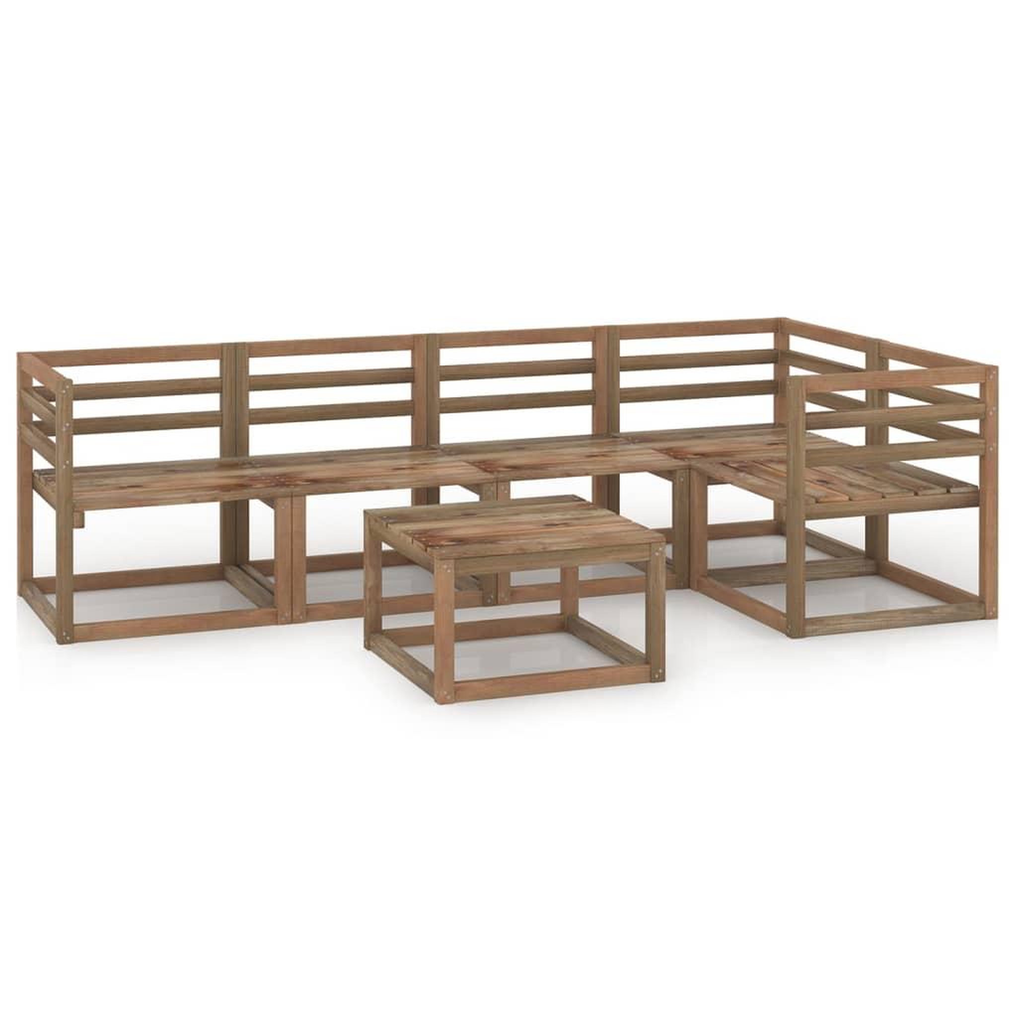 Voir la diapositive 1 : VIDAXL Salon de jardin 6 pcs Marron Bois de pin impregne
