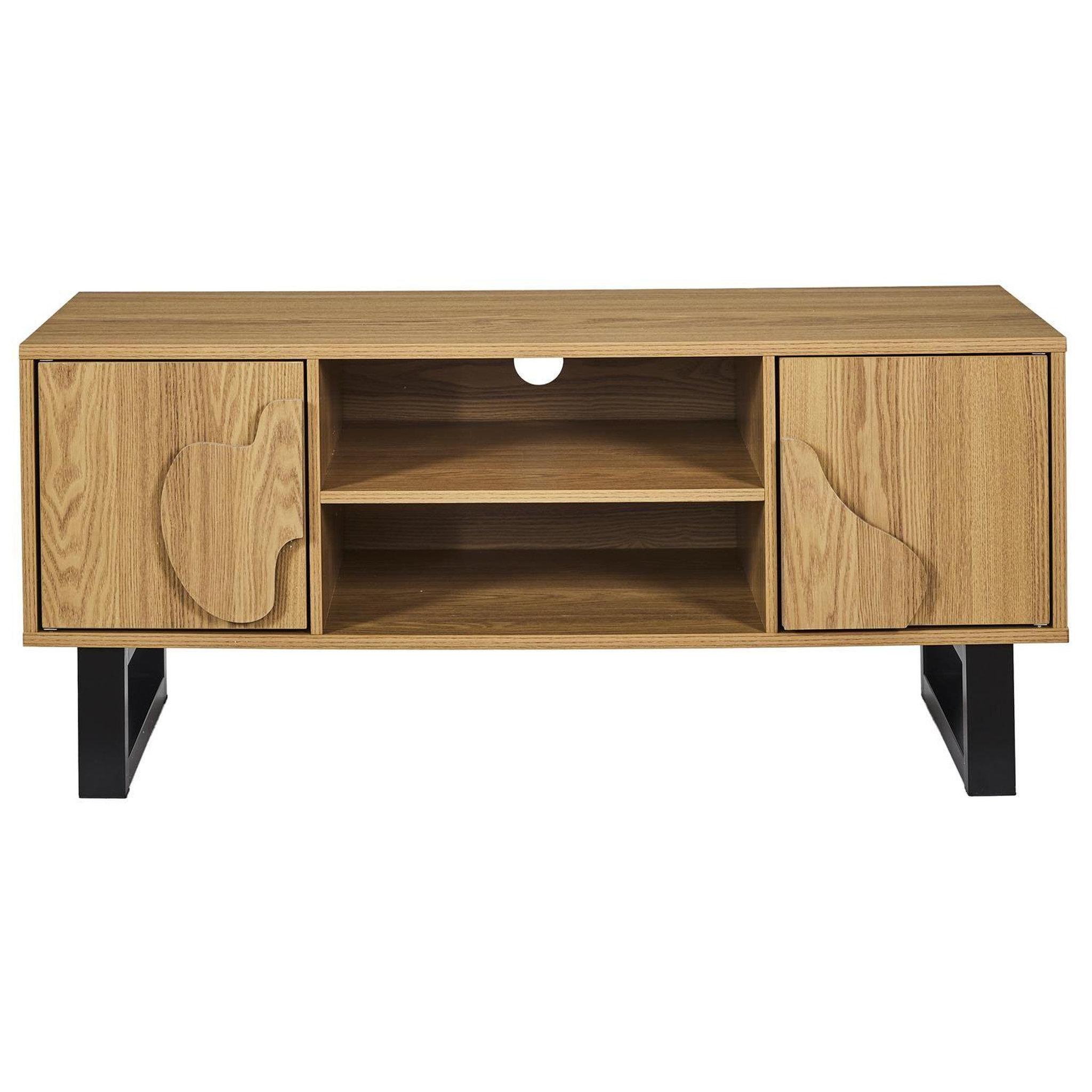 The Home Deco Factory Meuble tv 2 portes et 2 niches calypso - beige et noir