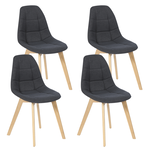 ID MARKET Lot de 4 chaises scandinaves GABY grises en tissu pour salle à manger