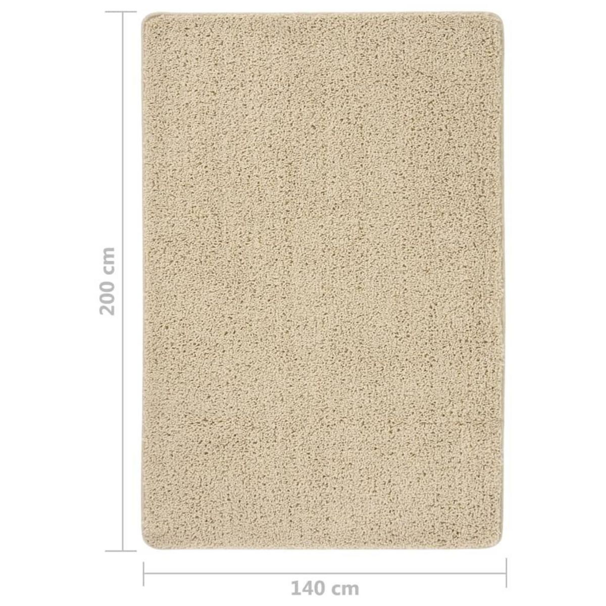 VIDAXL Tapis shaggy antiderapant Creme 140x200 cm