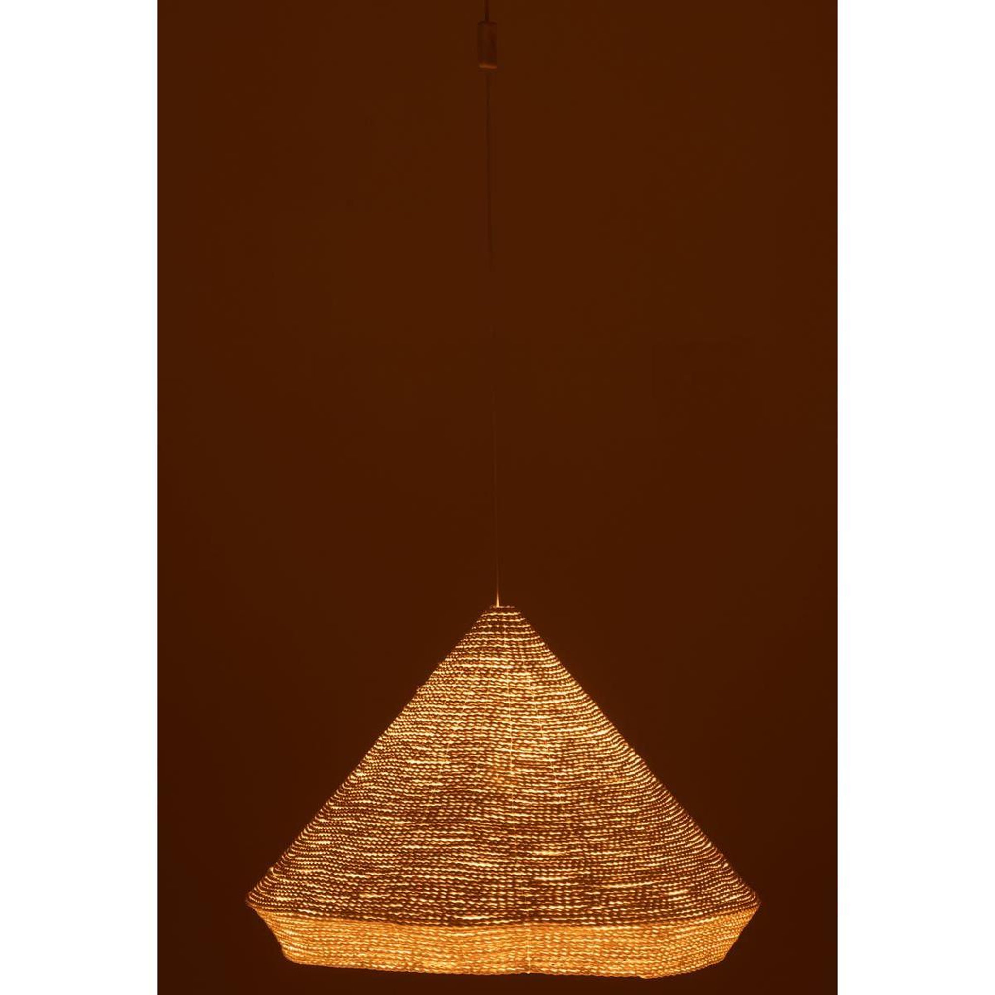 Voir la diapositive 3 : J-LINE Lampe Suspension en Raphia  Cône  65cm Blanc