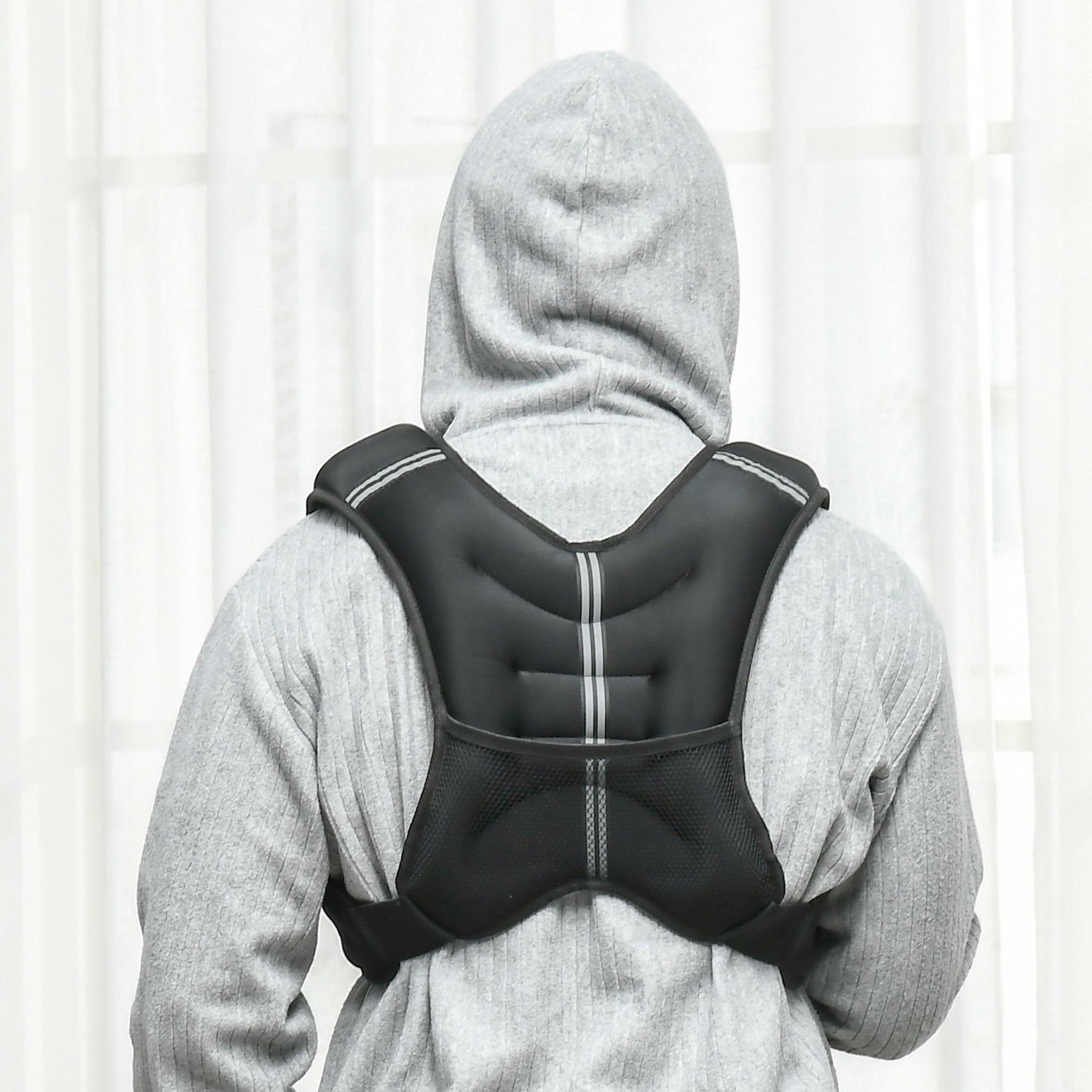 Voir la diapositive 2 : HOMCOM Gilet lesté 8 Kg - veste lestée de sport fitness - poche de rangement intégrée - Oxford noir