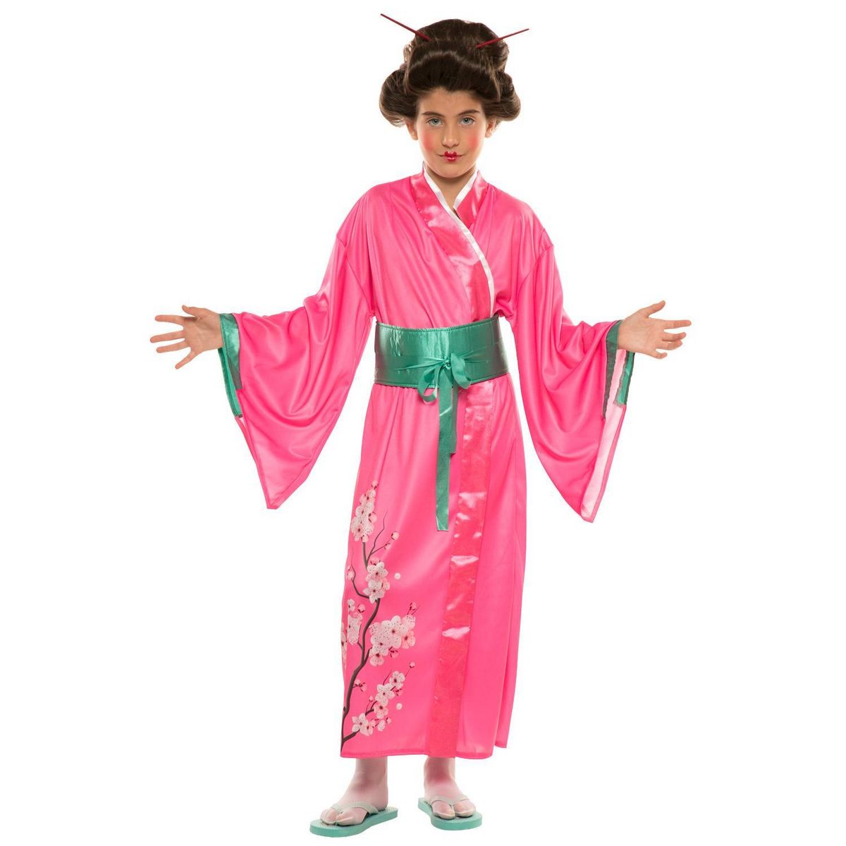 EURO CARNAVALES Déguisement de Japonaise - Rose - Fille - 7/9 ans (122 à 134 cm)