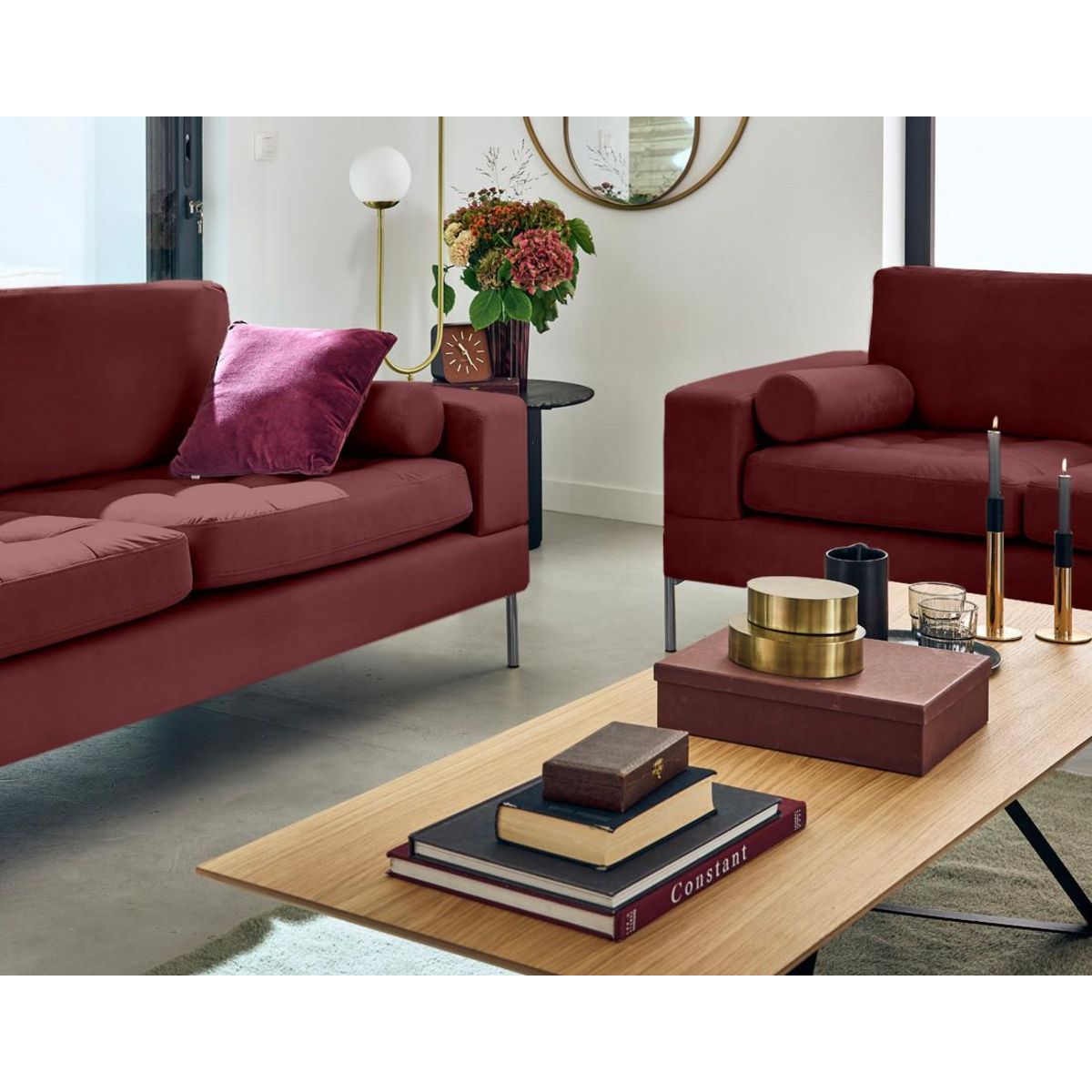 LISA DESIGN Isaure - canapé droit 3 places en velours