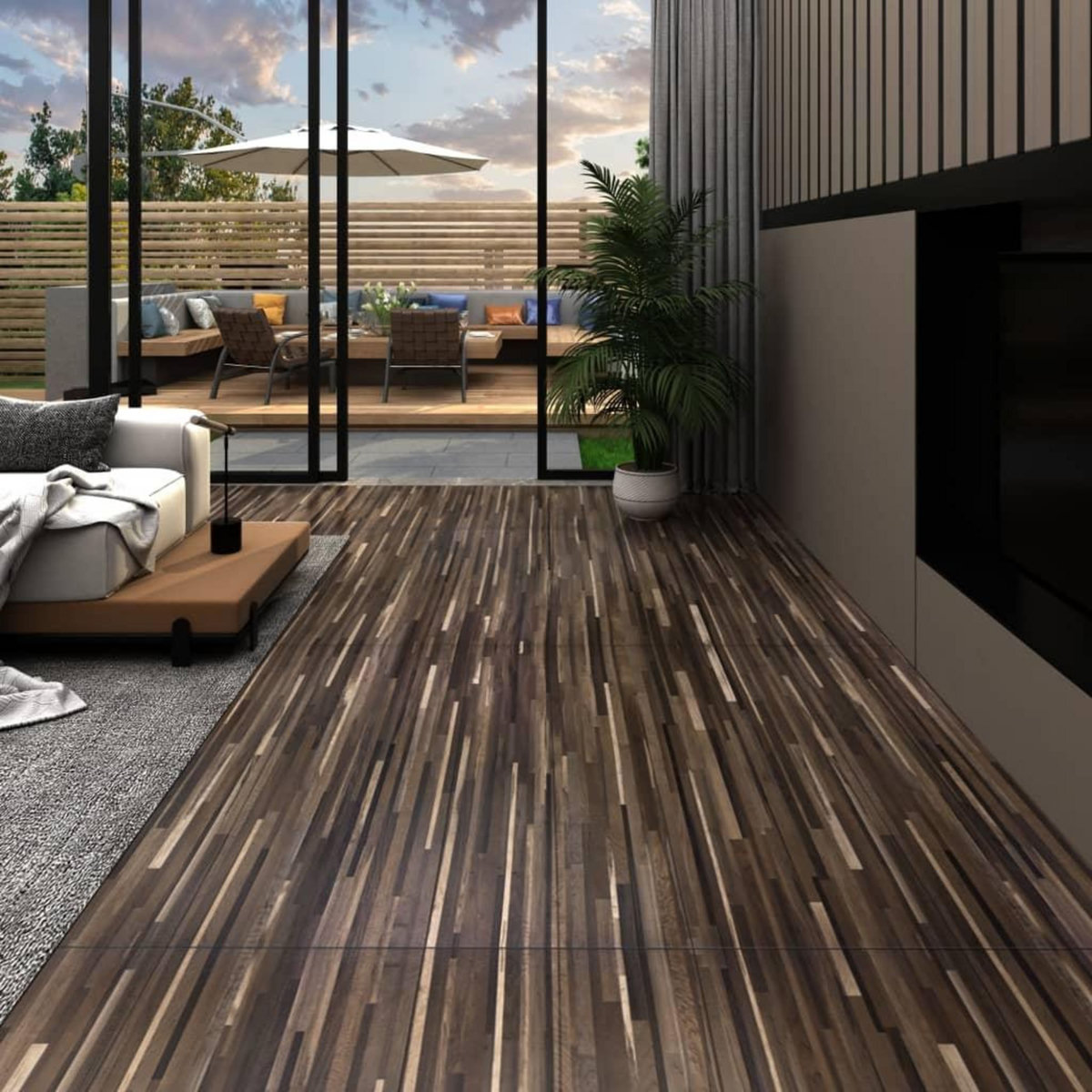 VIDAXL Dalles de plancher PVC autoadhesif 5,21 m² 2 mm marron raye