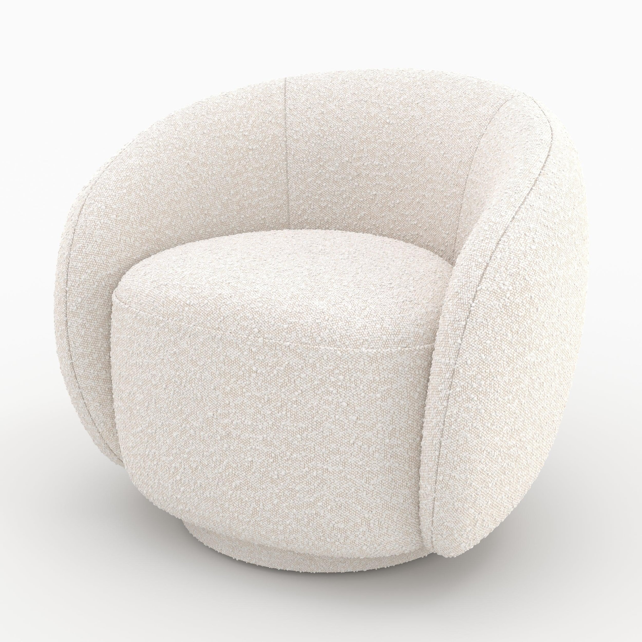 Voir la diapositive 6 : MAISON PAVANE Fauteuil en tissu bouclé blanc-Naya