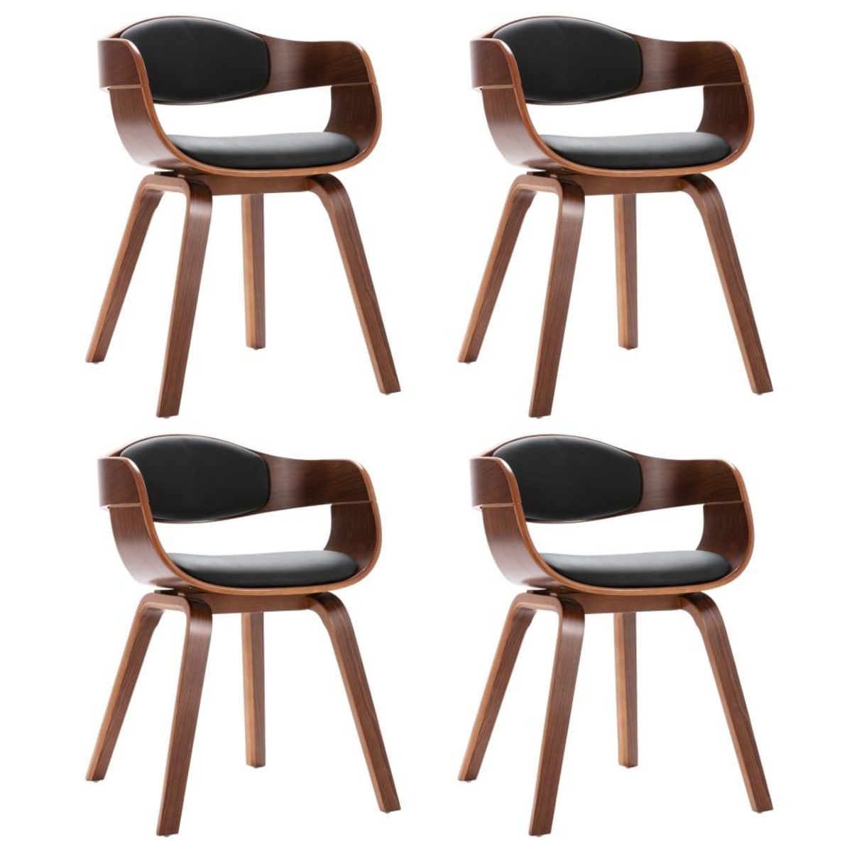 VIDAXL Chaises a manger lot de 4 bois courbe et similicuir