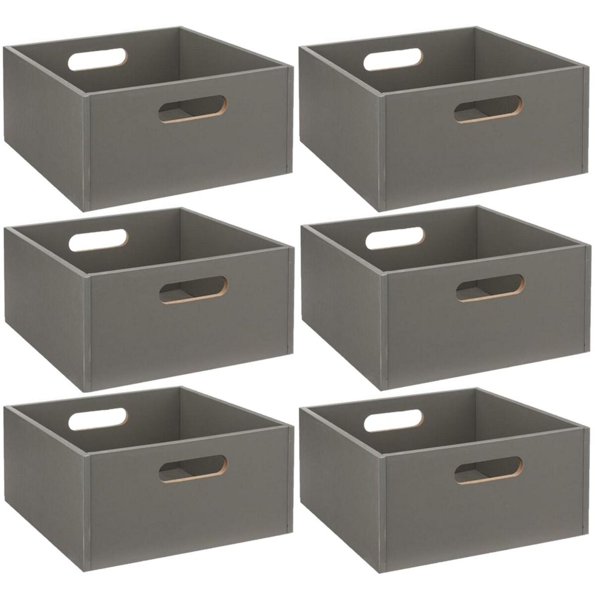 TOILINUX Lot de 6 Boîtes de rangement carrée en MDF