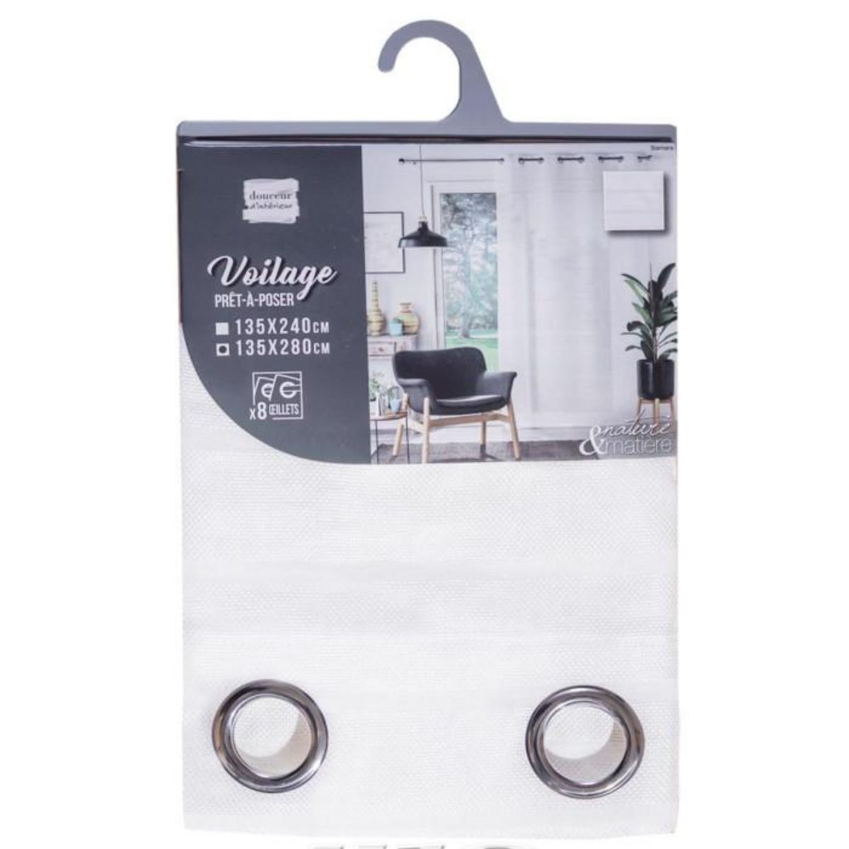 Paris Prix Rideau Voilage à Œillets  Samara  135x280cm Blanc